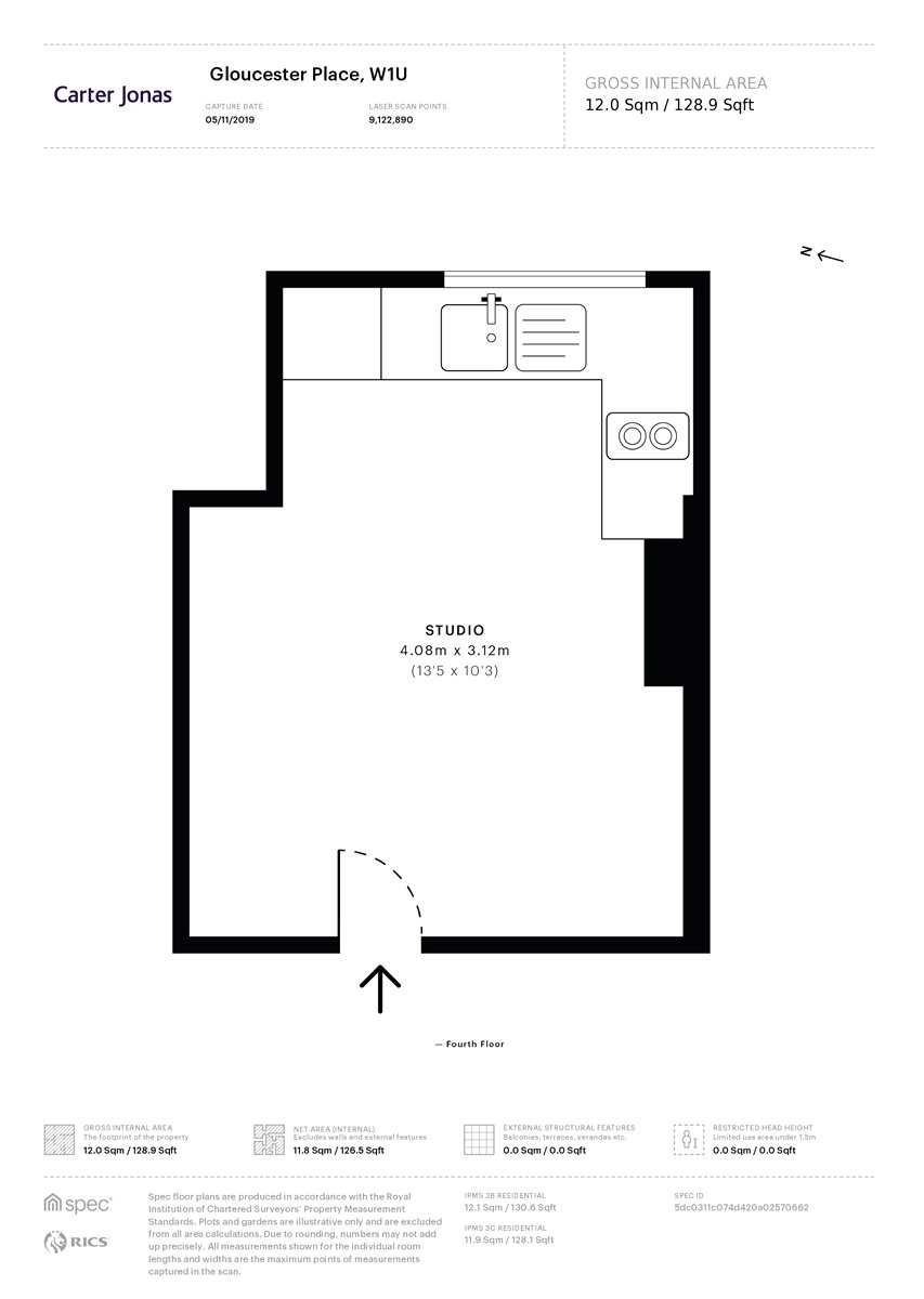 Room 2 Fourth Floor Front South, 67, Gloucester Place, London floorplan