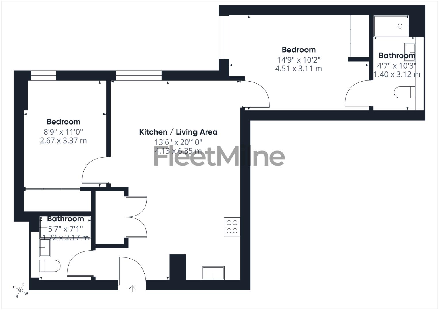 D307 The Holloway, 3 Blucher Street, Birmingham floorplan