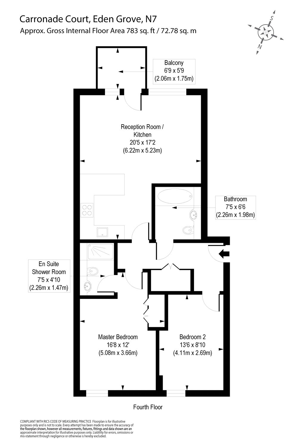 2 Bedrooms Flat to rent in Carronade Court, Eden Grove, London N7