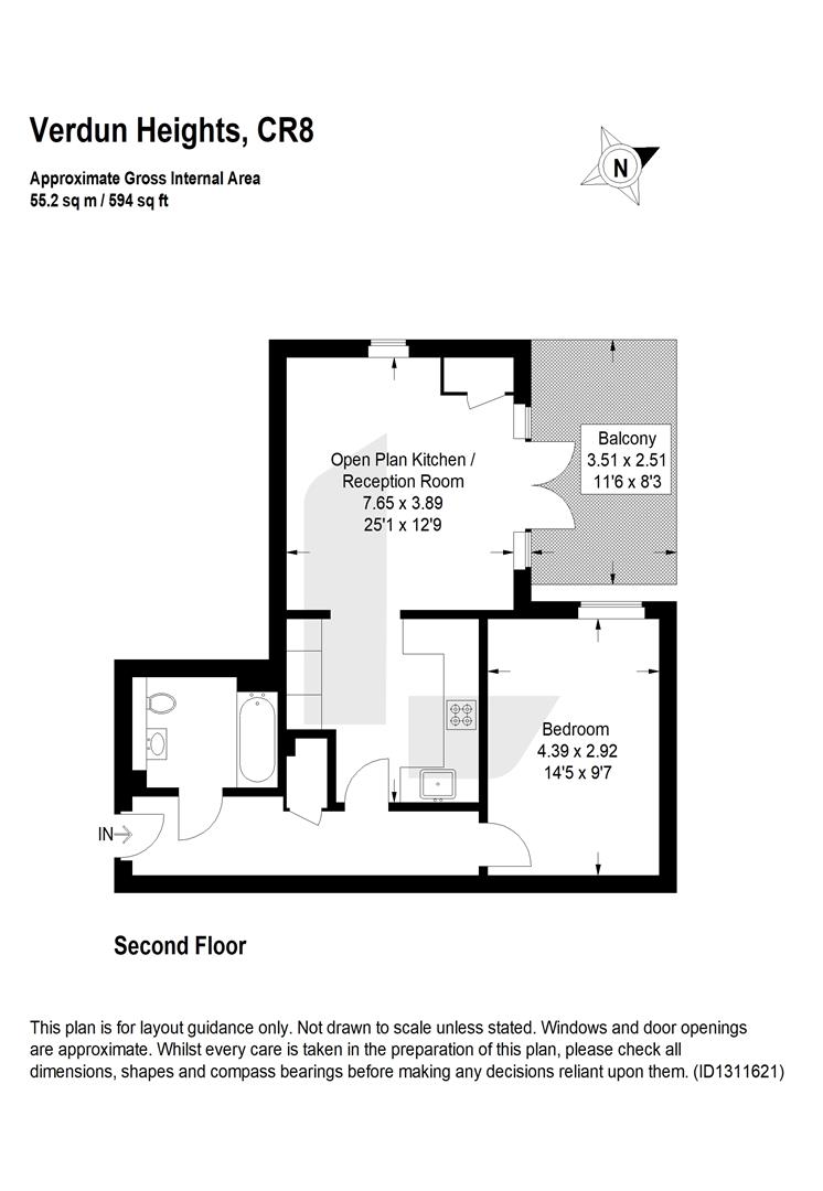 Flat 19, Verdun Heights 14-16, Foxley Lane, Purley floorplan