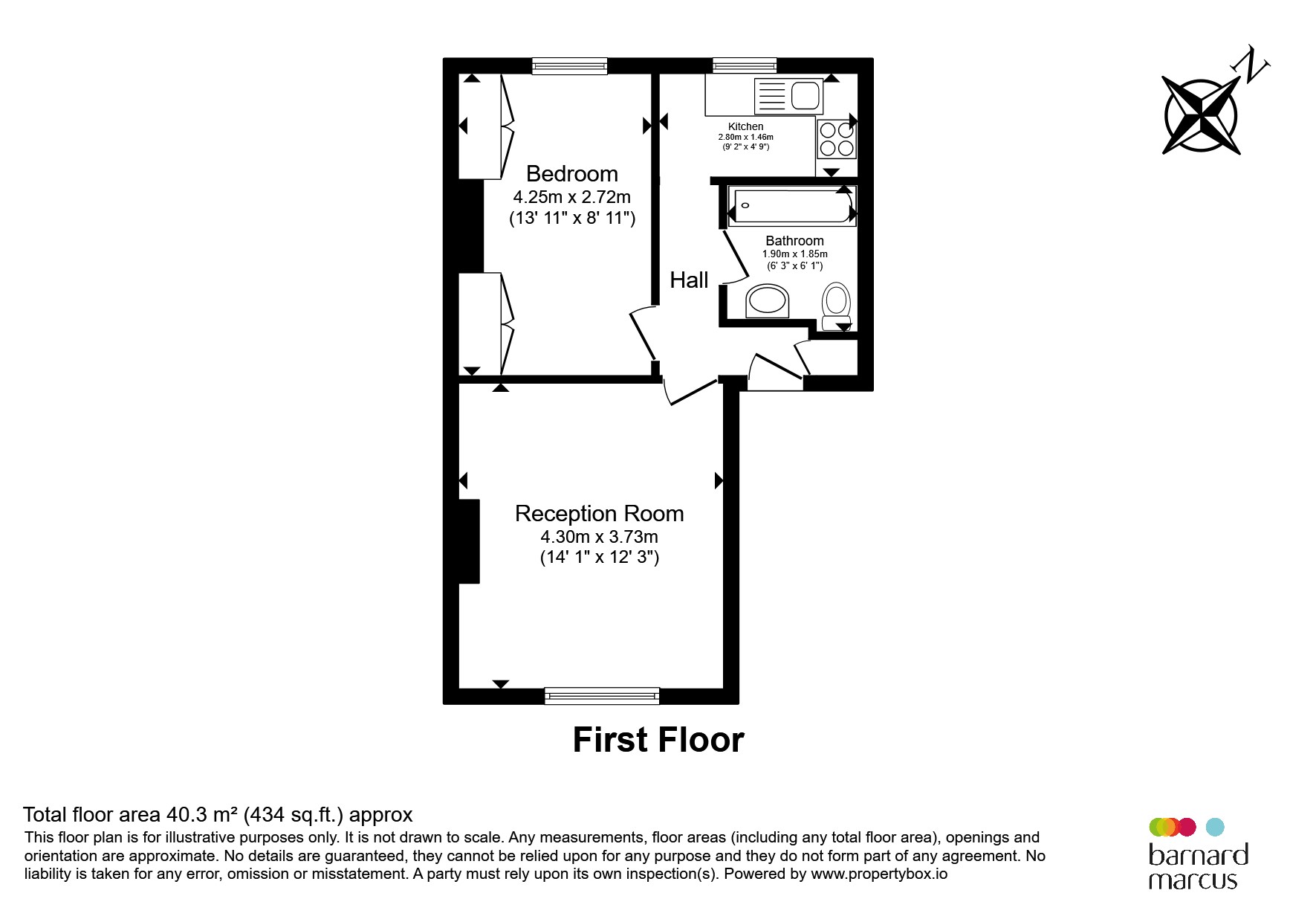 Flat 1, 12, East Street, EPSOM floorplan