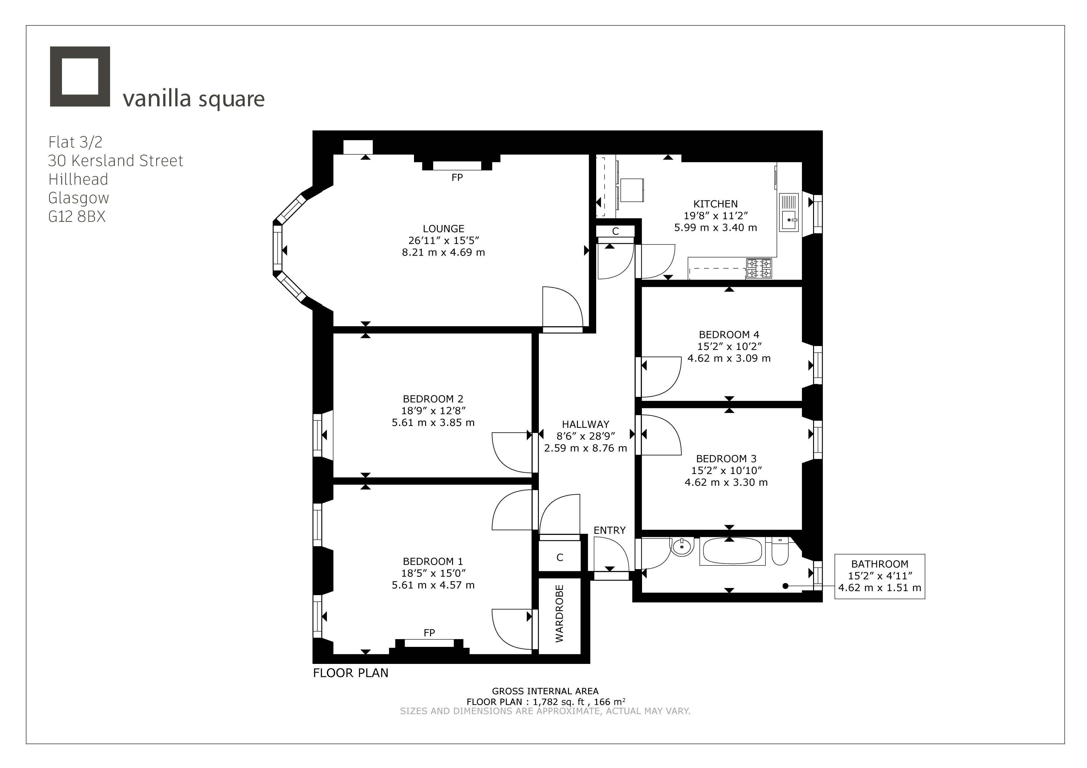3/2, 30, Kersland Street, Glasgow floorplan