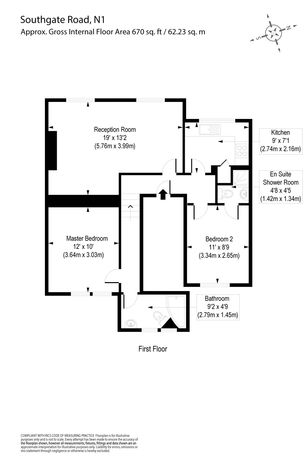 2 Bedrooms Flat to rent in Southgate Road, Islington N1