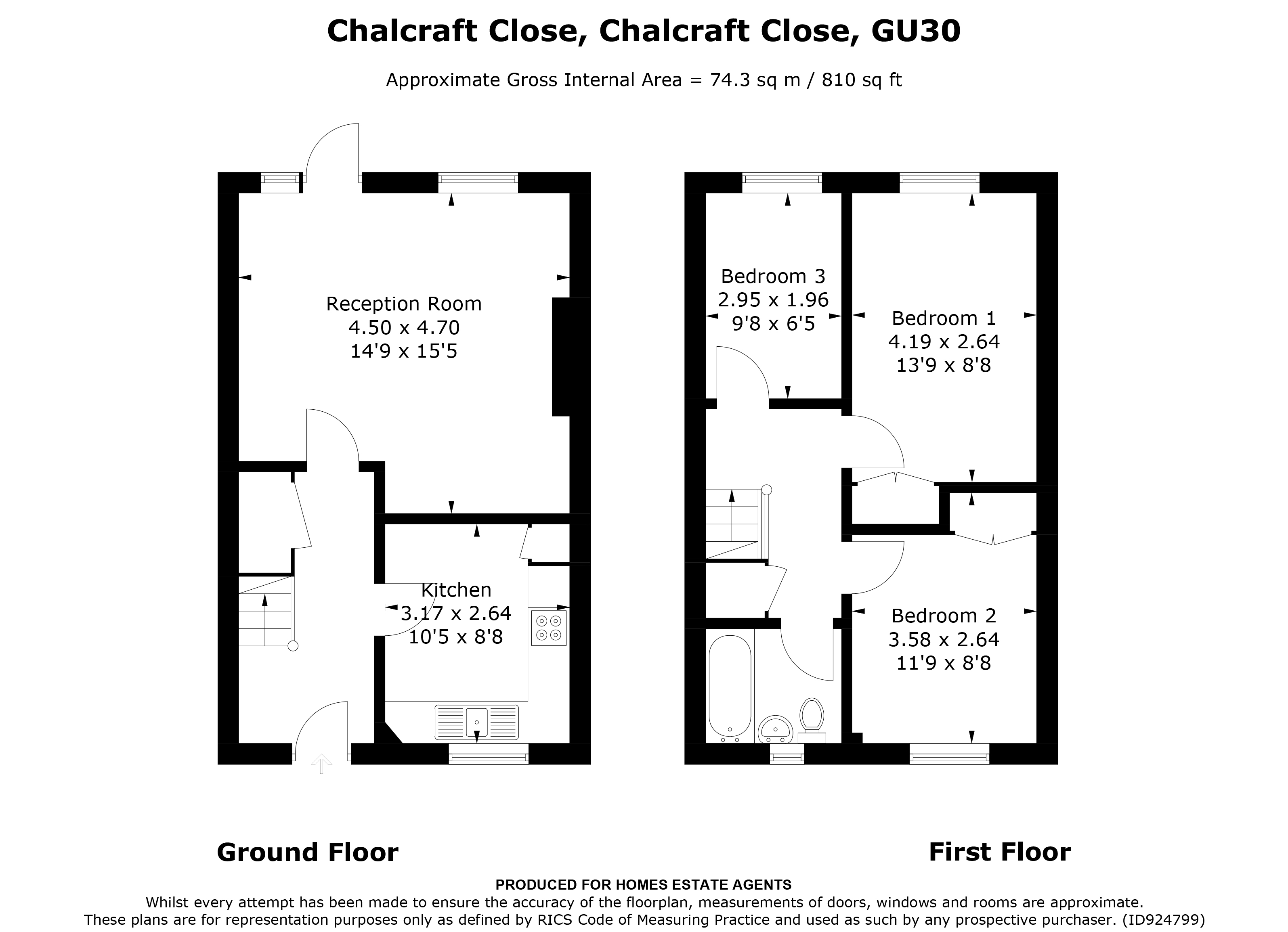 Chalcraft Close, Liphook, Hampshire GU30, 3 bedroom terraced house for