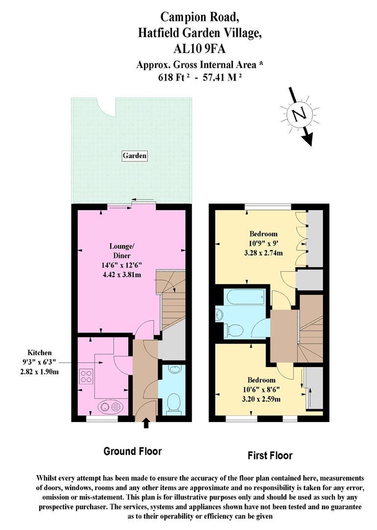 2 Bedrooms Terraced house to rent in Campion Road, Hatfield AL10