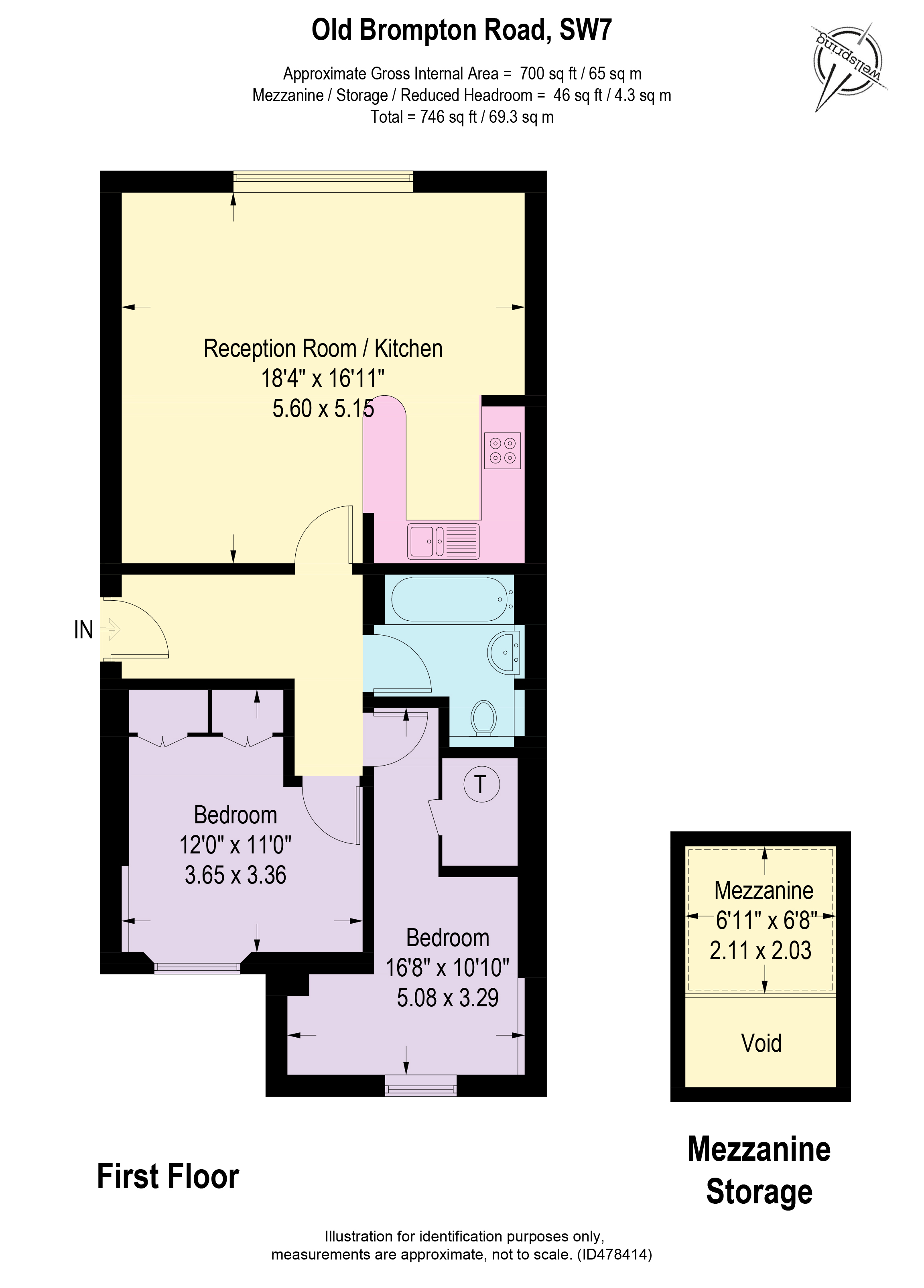 Flat 1, Old Brompton Road, South Kensington floorplan