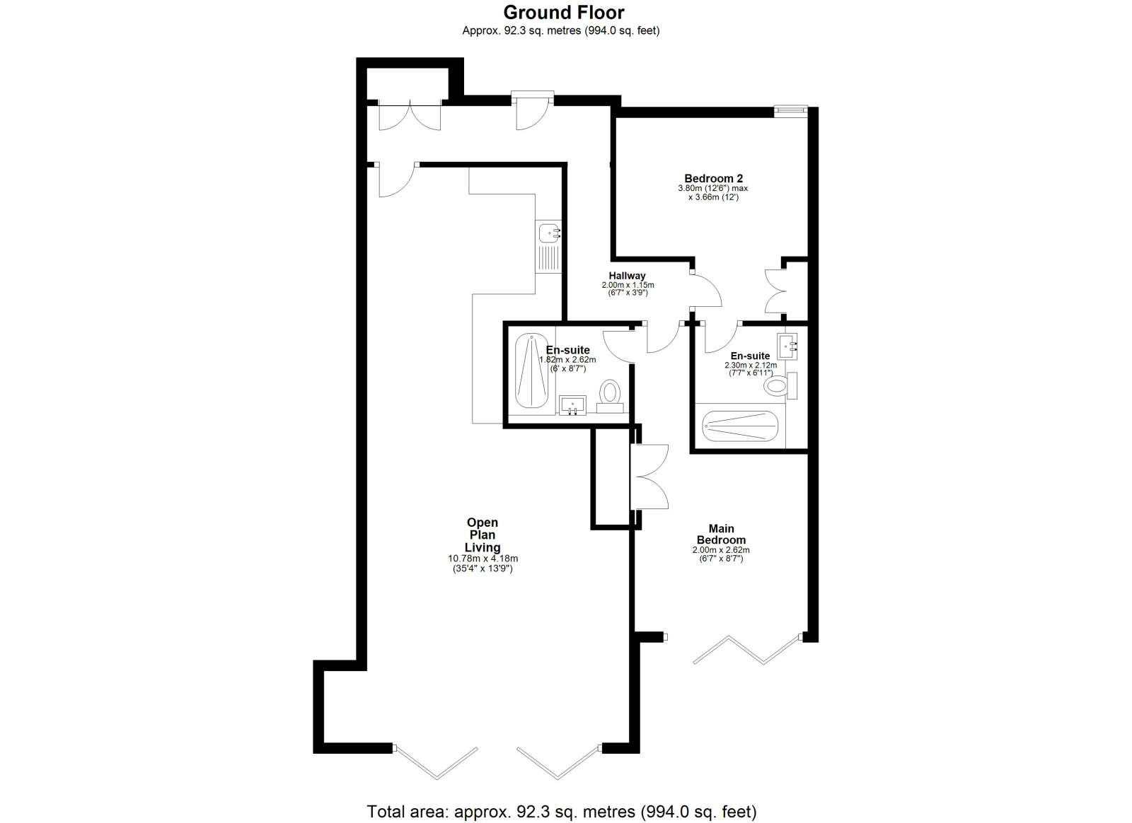 Penhale, Apt 10, Polzeath Beach House, New Polzeath floorplan