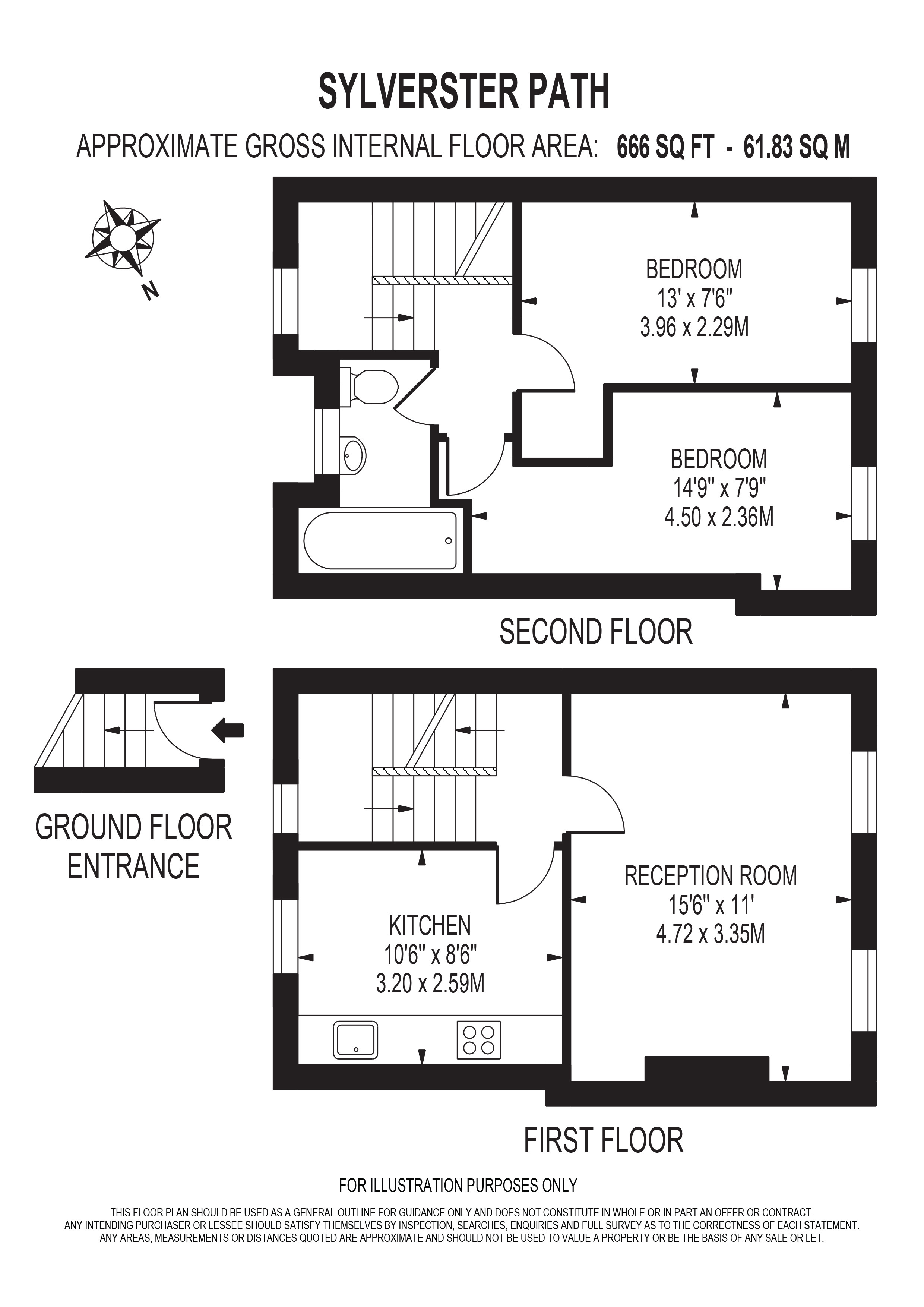 Flat B, 12, Sylvester Path, London floorplan
