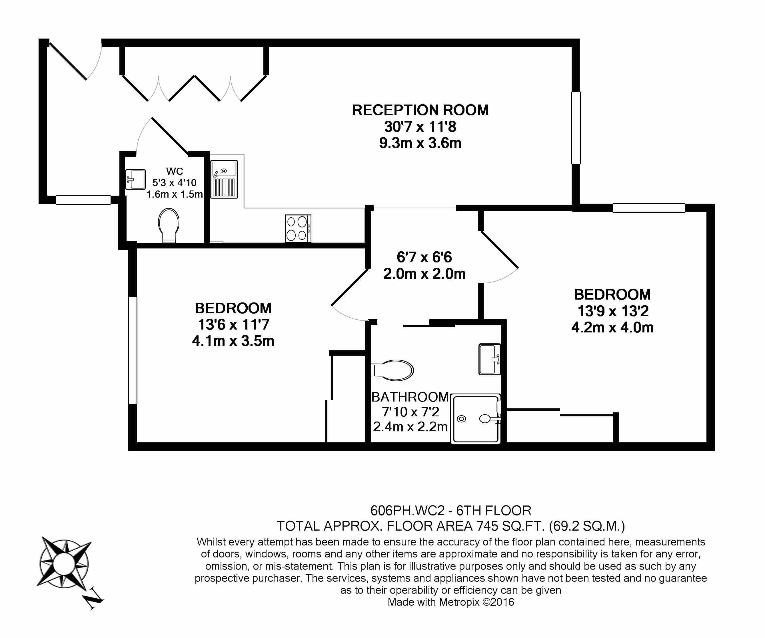 Flat 606, Princes House, 37-39, Kingsway, London floorplan