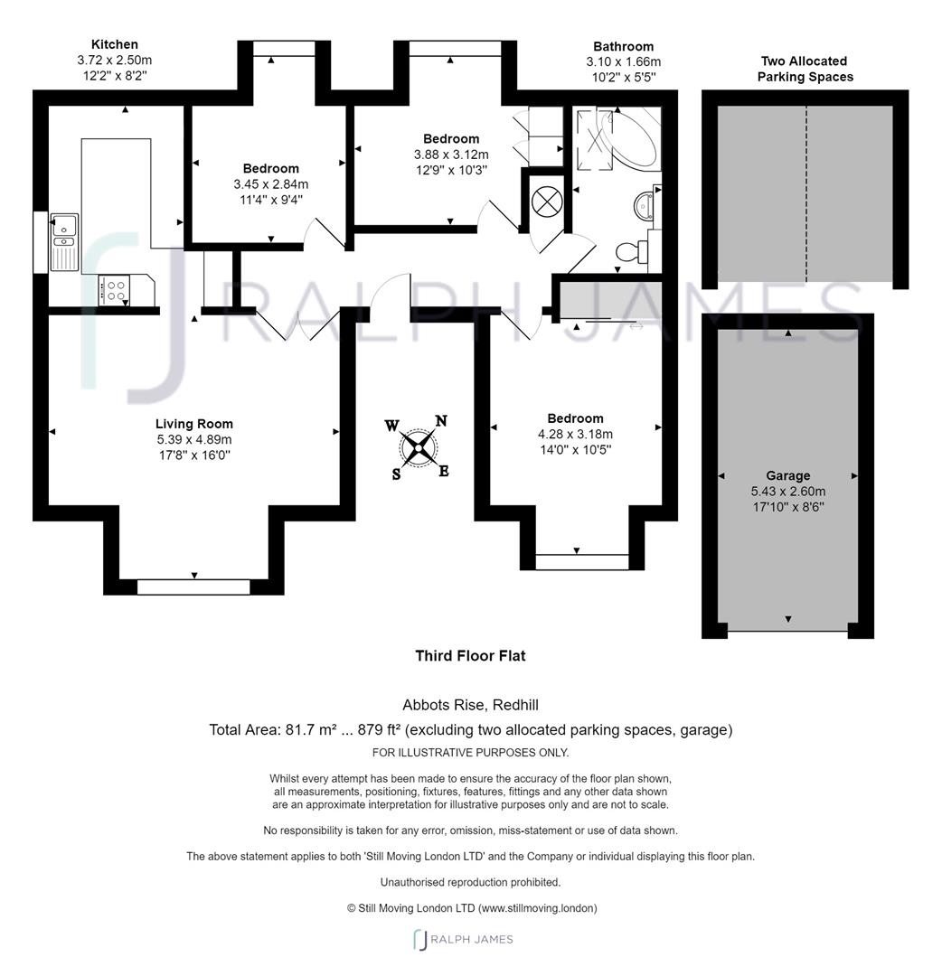 3 Bedrooms Flat for sale in Abbots Rise, Redhill RH1