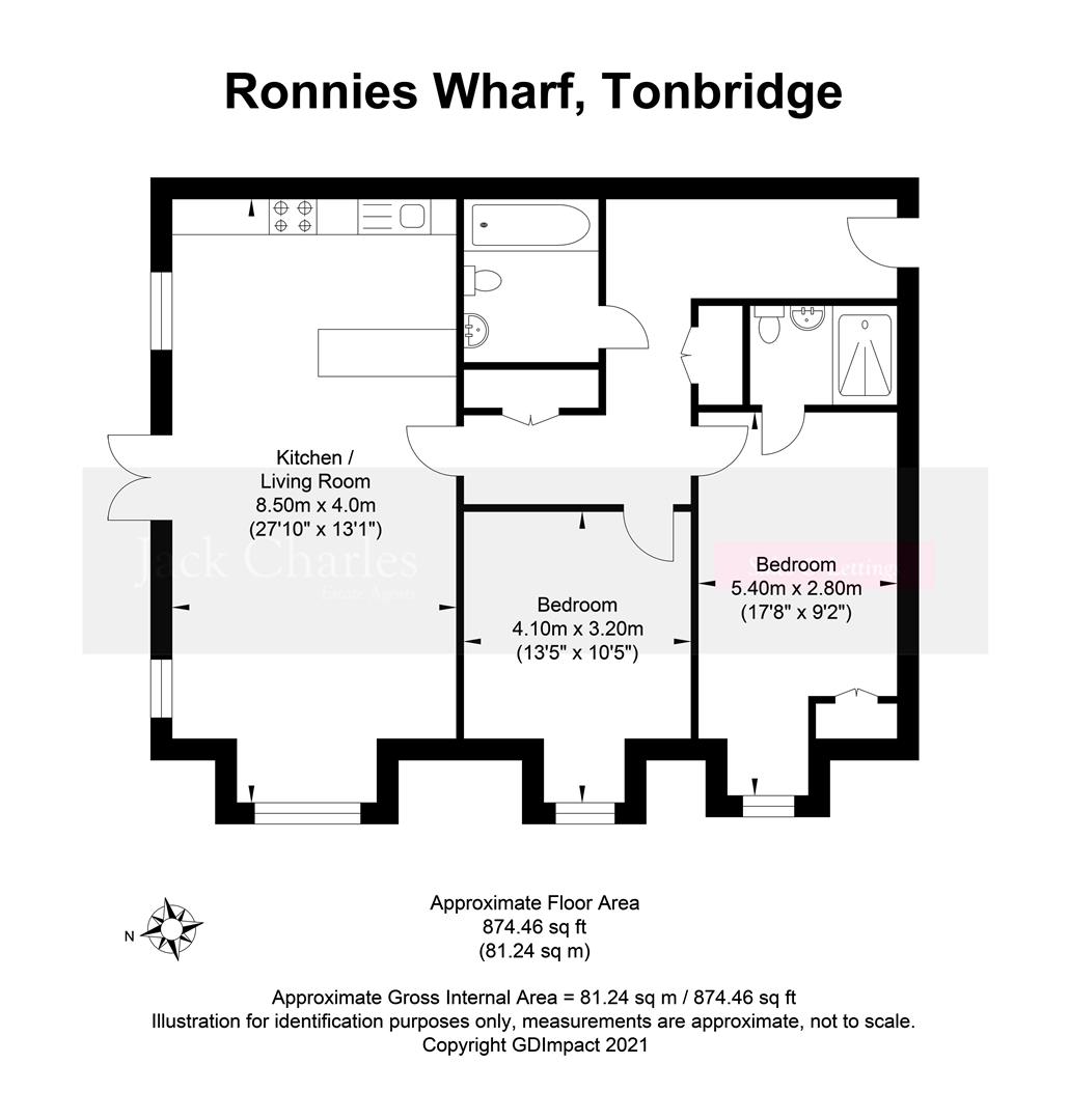 Ronnies Wharf, Lyons Crescent, Tonbridge TN9, 2 bedroom flat for sale