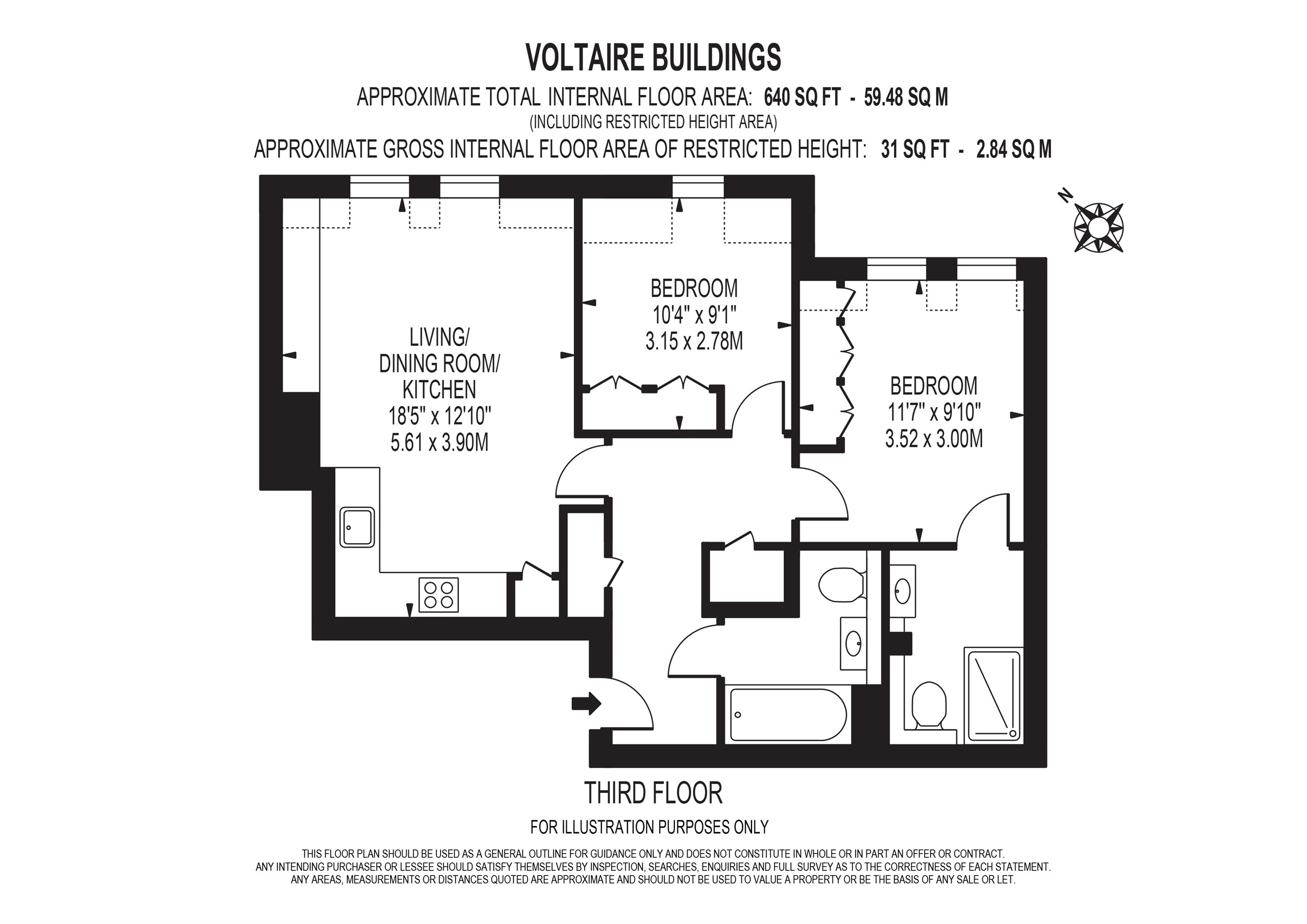Flat 81, Voltaire Buildings, 330, Garratt Lane, London floorplan