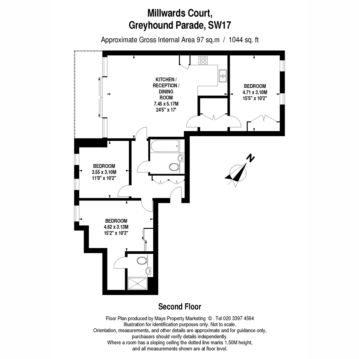 Flat 207, 37, Greyhound Parade, London floorplan