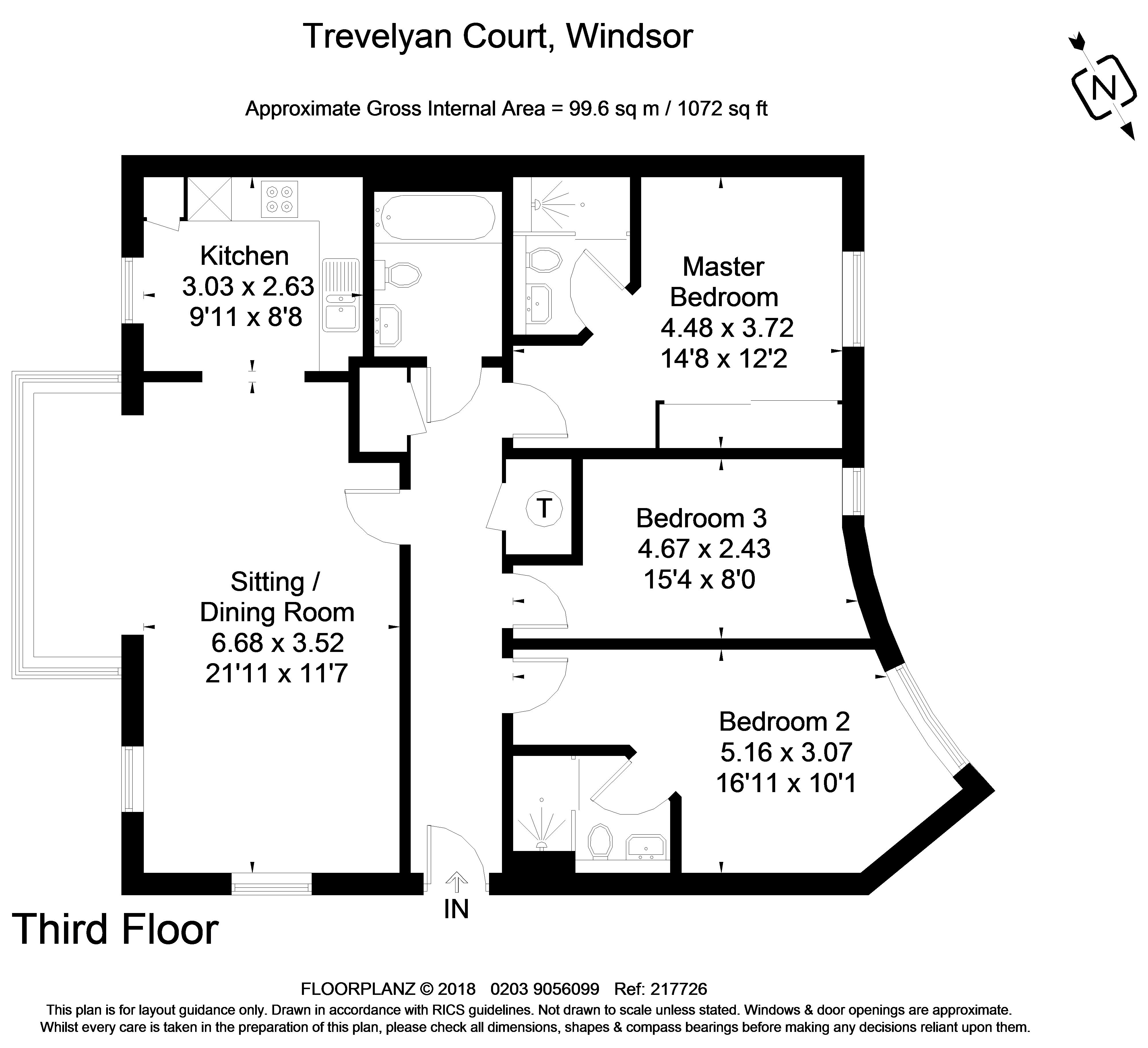 3 Bedrooms Flat to rent in Trevelyan Court, Windsor SL4