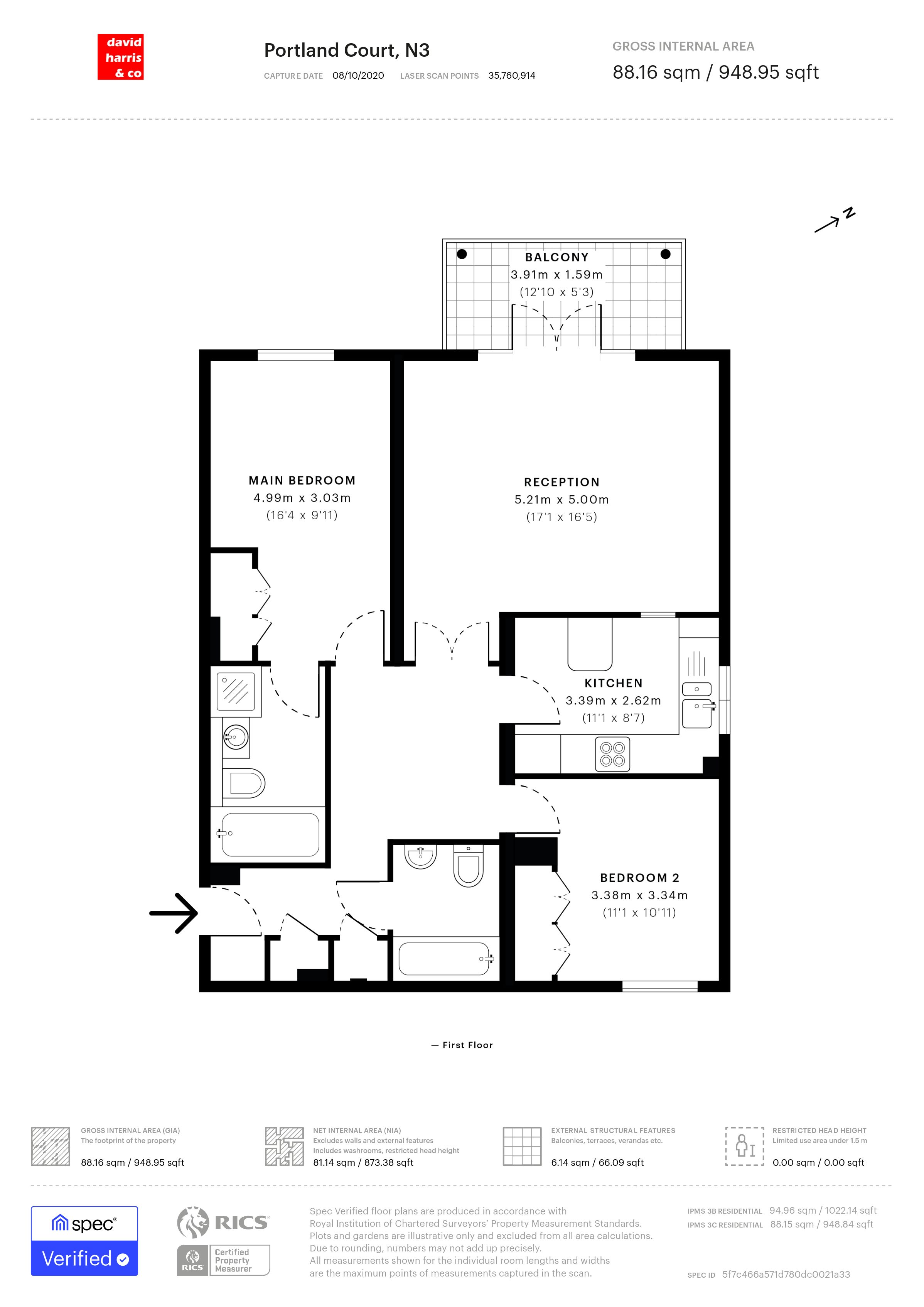 Portland Court, Hendon Lane N3, 2 bedroom flat for sale 62460958