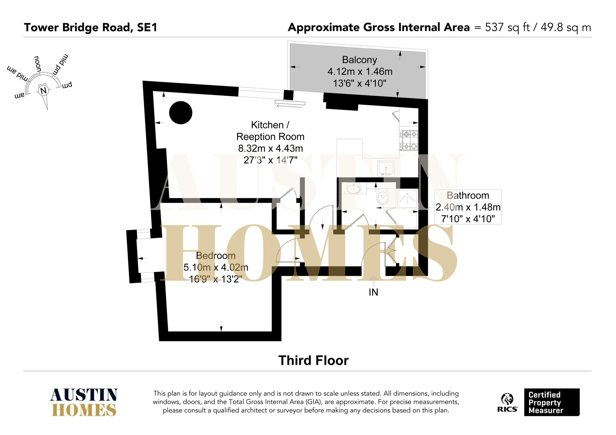 Flat 307, 151 Tower Bridge Road, London floorplan