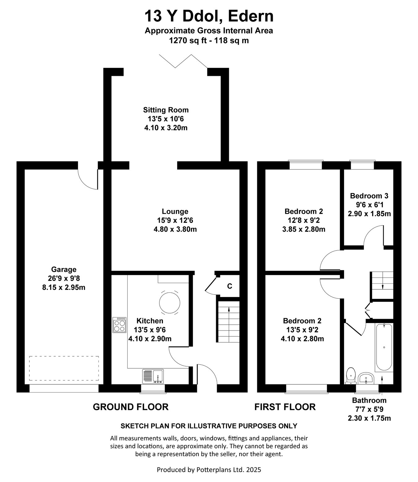 13 Y Ddol, Lon Llan, Pwllheli floorplan