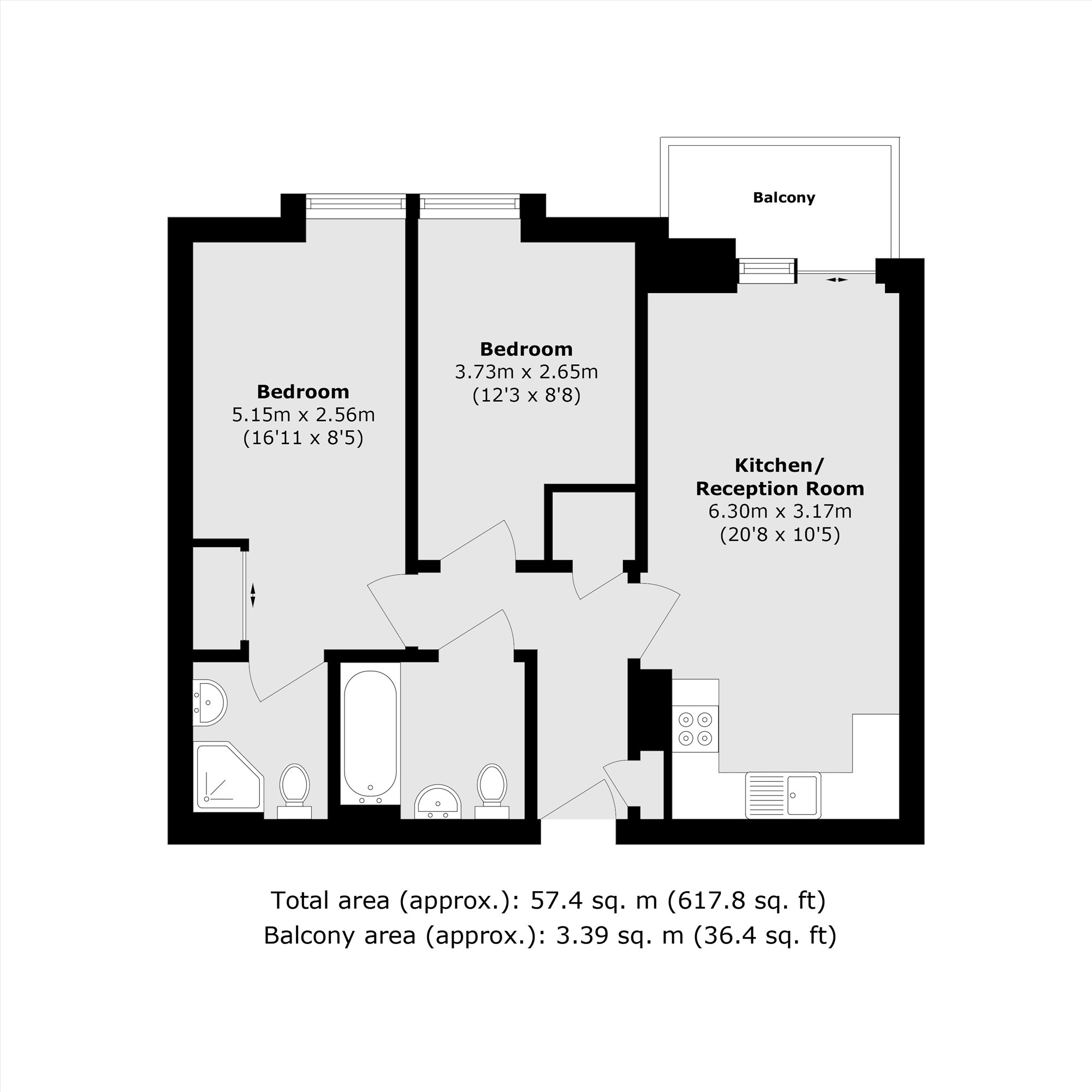Flat 72, Trentham Court, Victoria Road, London floorplan