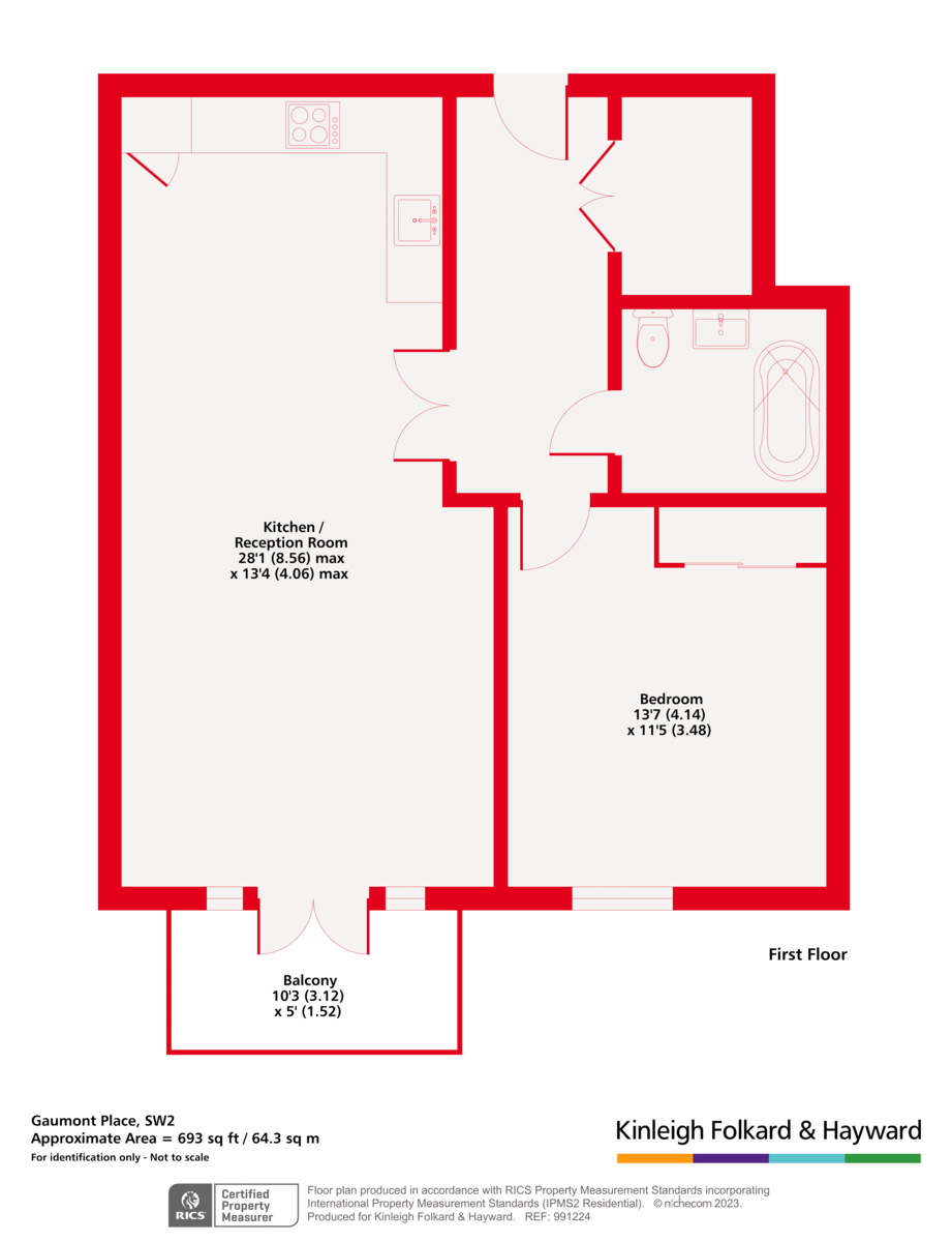 Apartment 48, 2, Gaumont Place, London floorplan
