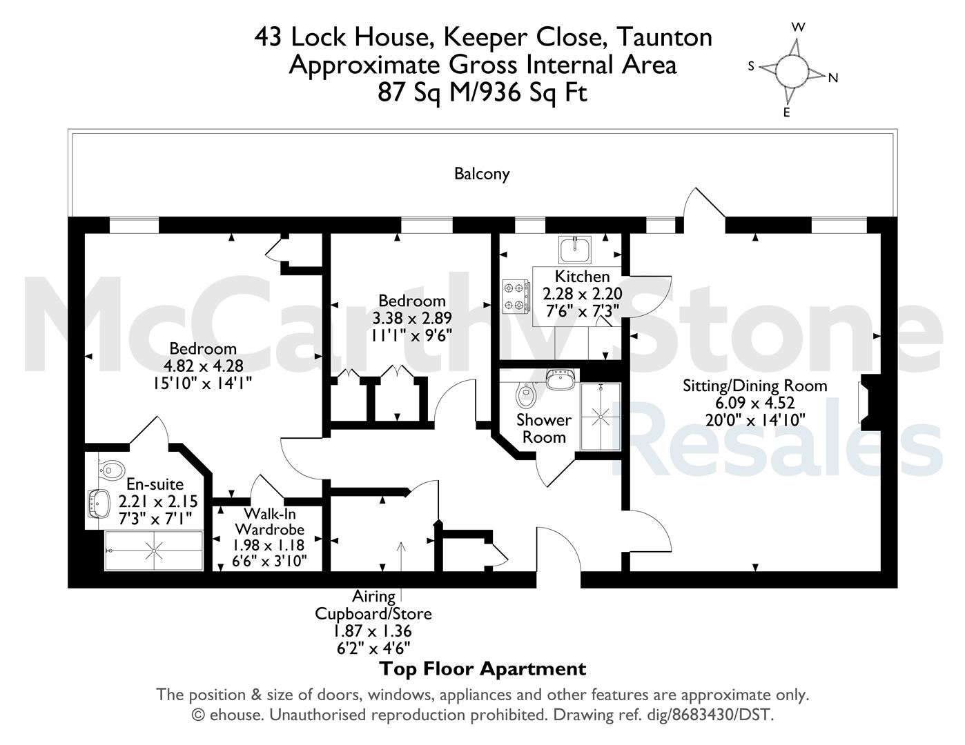 43 Lock House, Keeper Close, Taunton floorplan