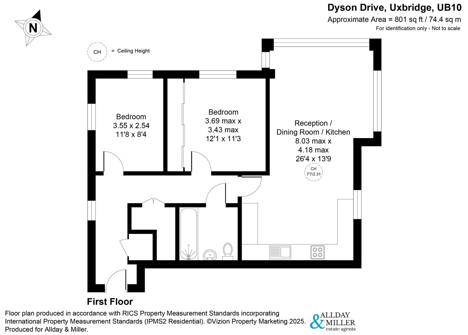 Flat 5, 1 Dyson Drive, Uxbridge floorplan