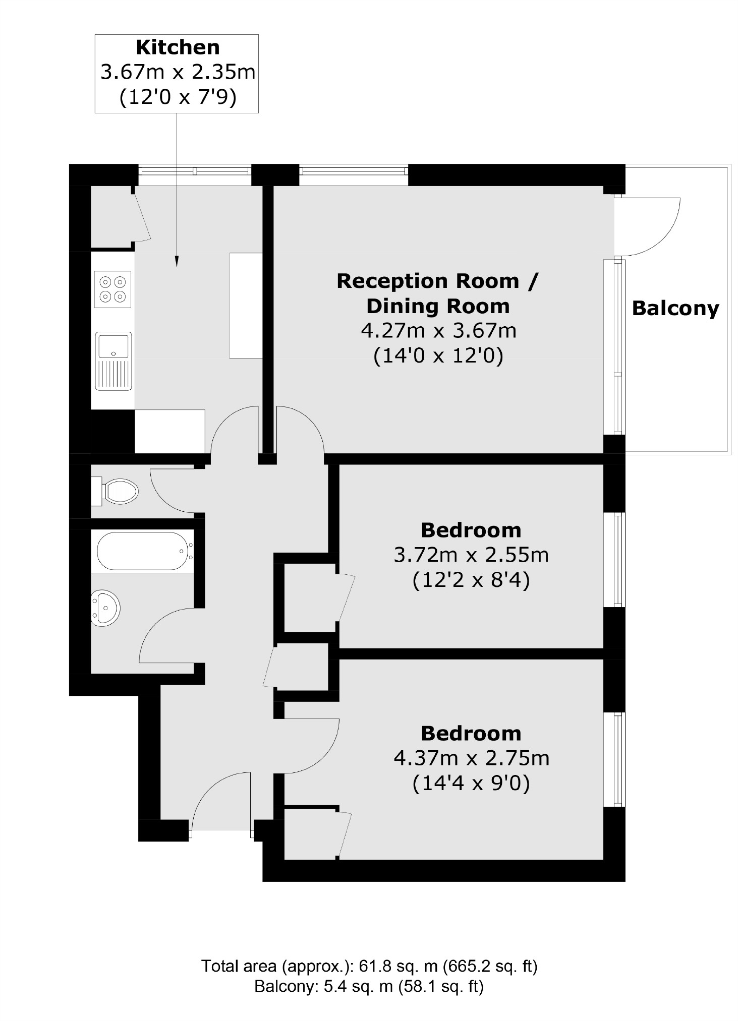 Flat 43, Hindhead Point, Wanborough Drive, London floorplan