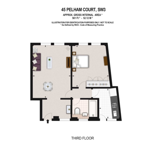 Flat 45, Pelham Court, 145 Fulham Road, London floorplan