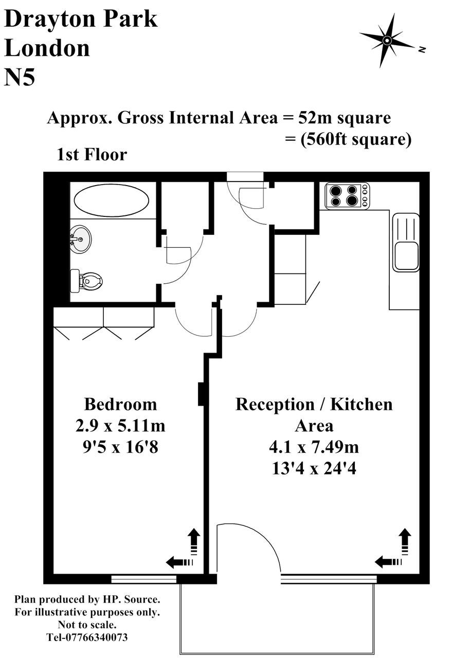 1 Bedrooms Flat to rent in 71H Drayton Park, Islington, London N5