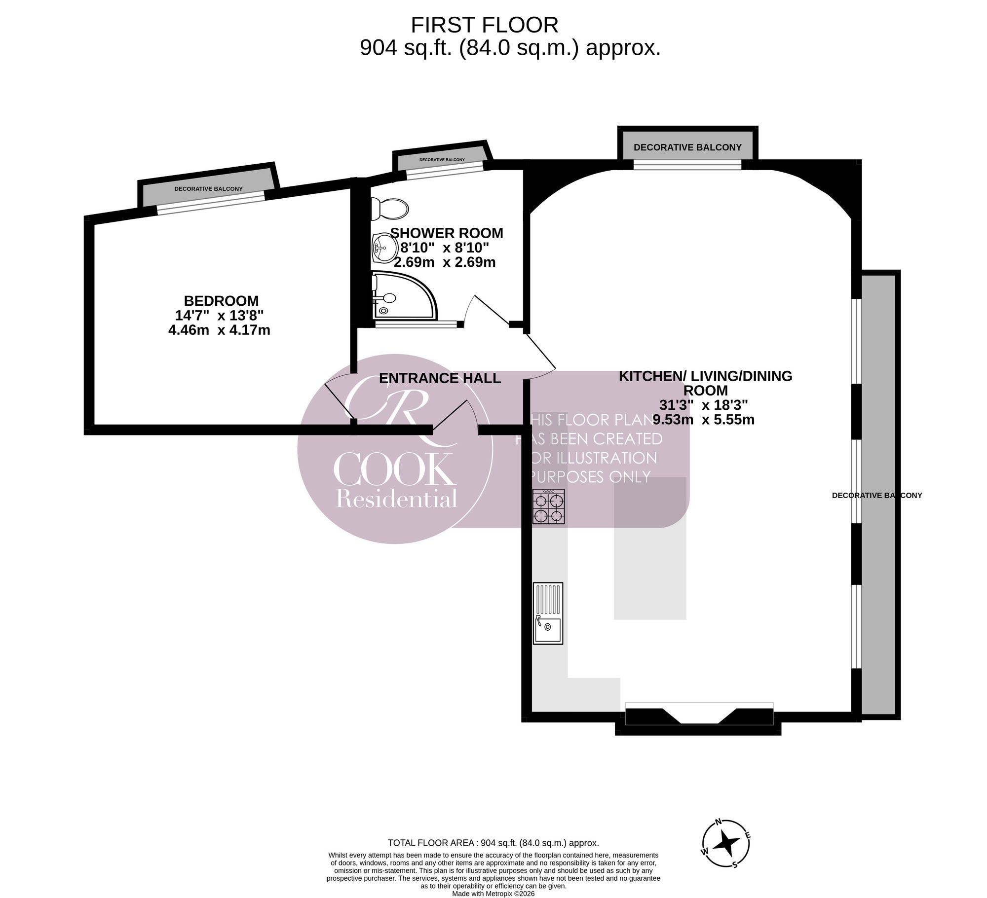 Flat 1, 99 Promenade, Cheltenham floorplan