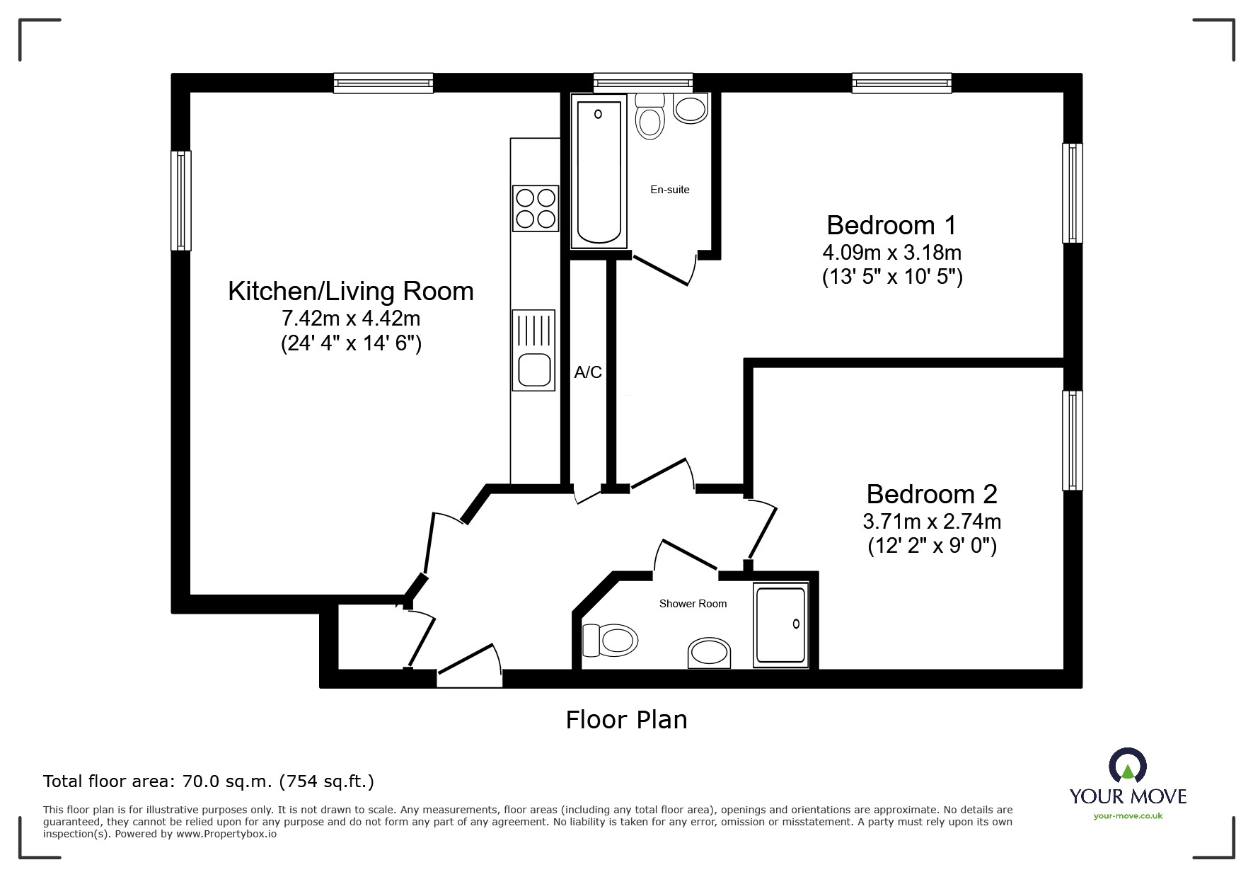 Flat 11, 16-18,, Harpur Street, Bedfordshire floorplan
