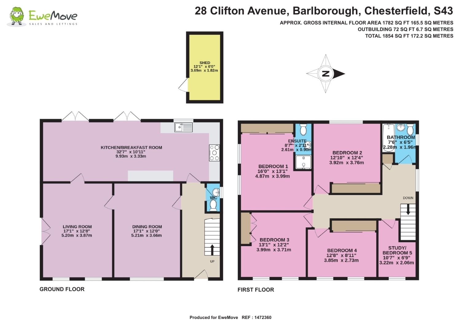 28, Clifton Avenue, Chesterfield floorplan