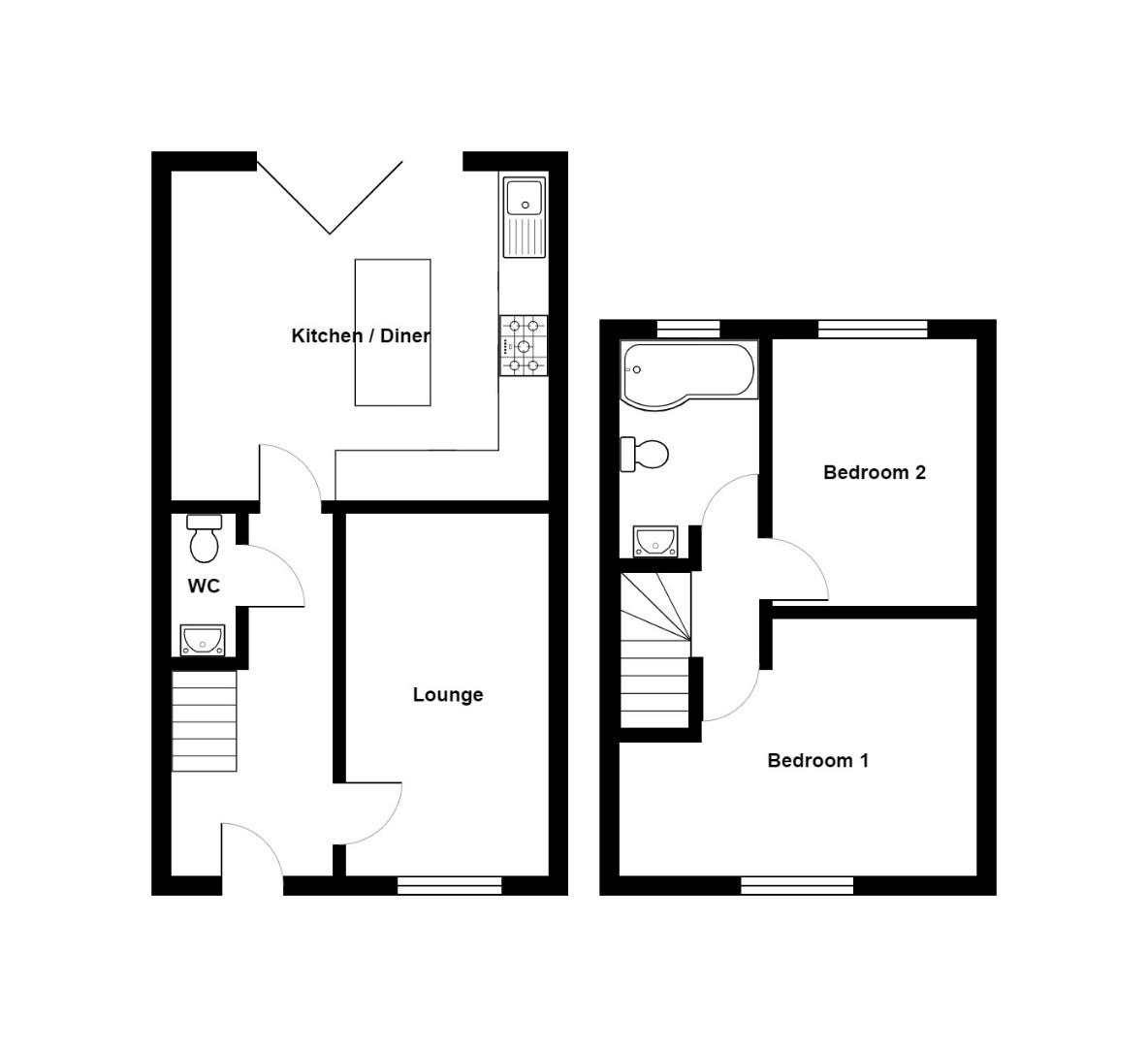 Long Road, Mangotsfield, Bristol BS16, 2 bedroom end terrace house for