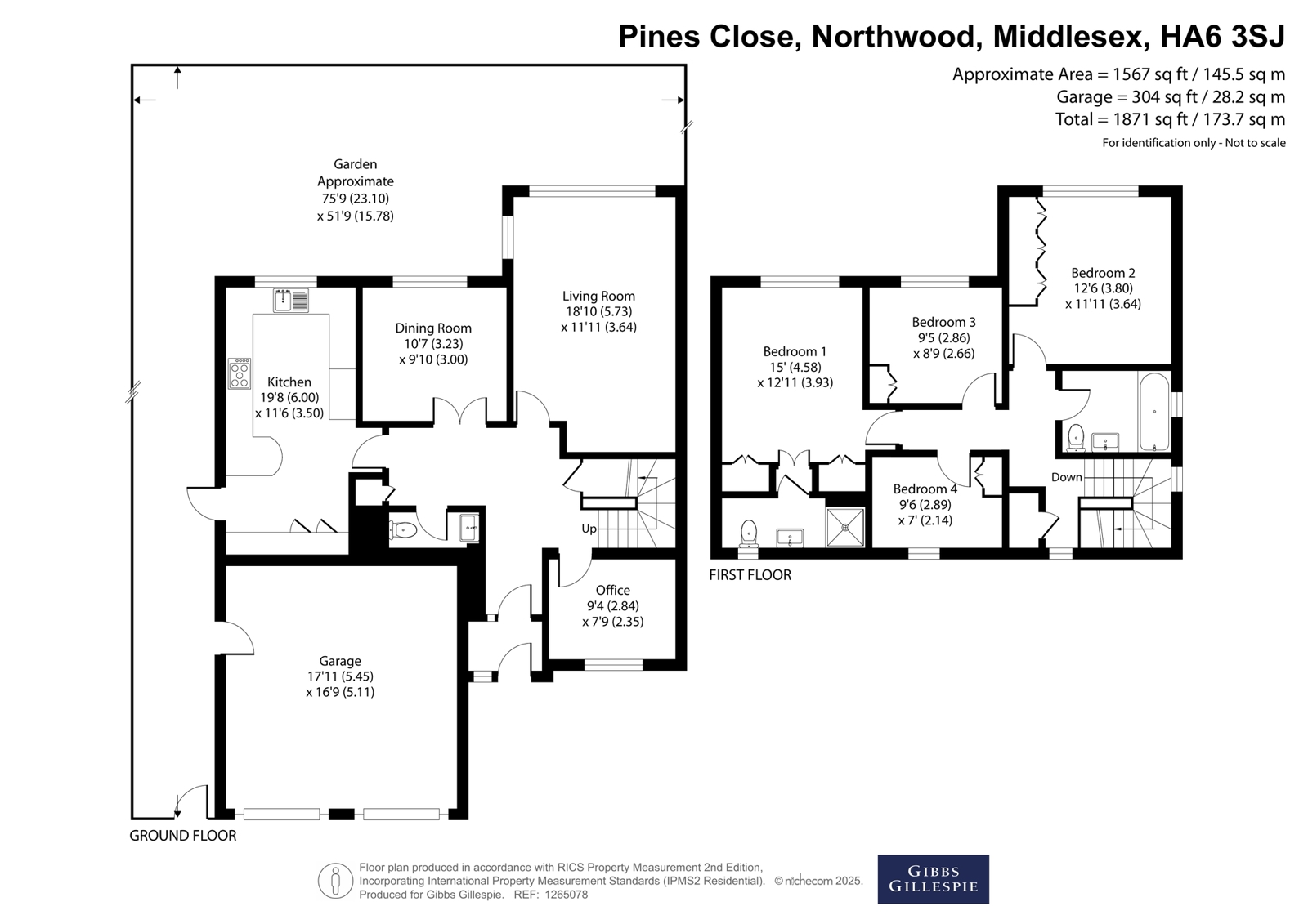 12, Pines Close, Middlesex floorplan