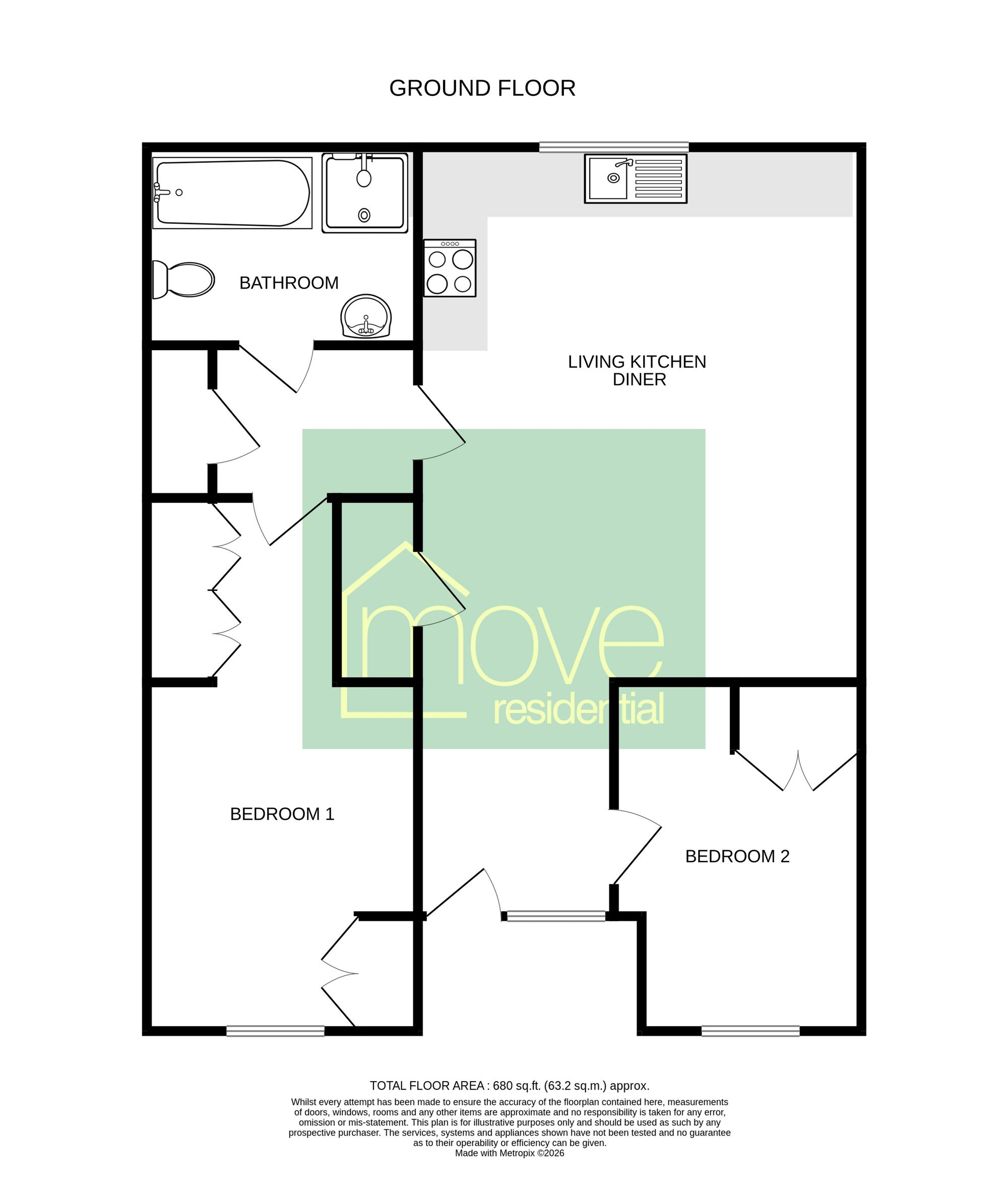 Apt A Gittins Apartments, Brook Street, Neston, Neston floorplan