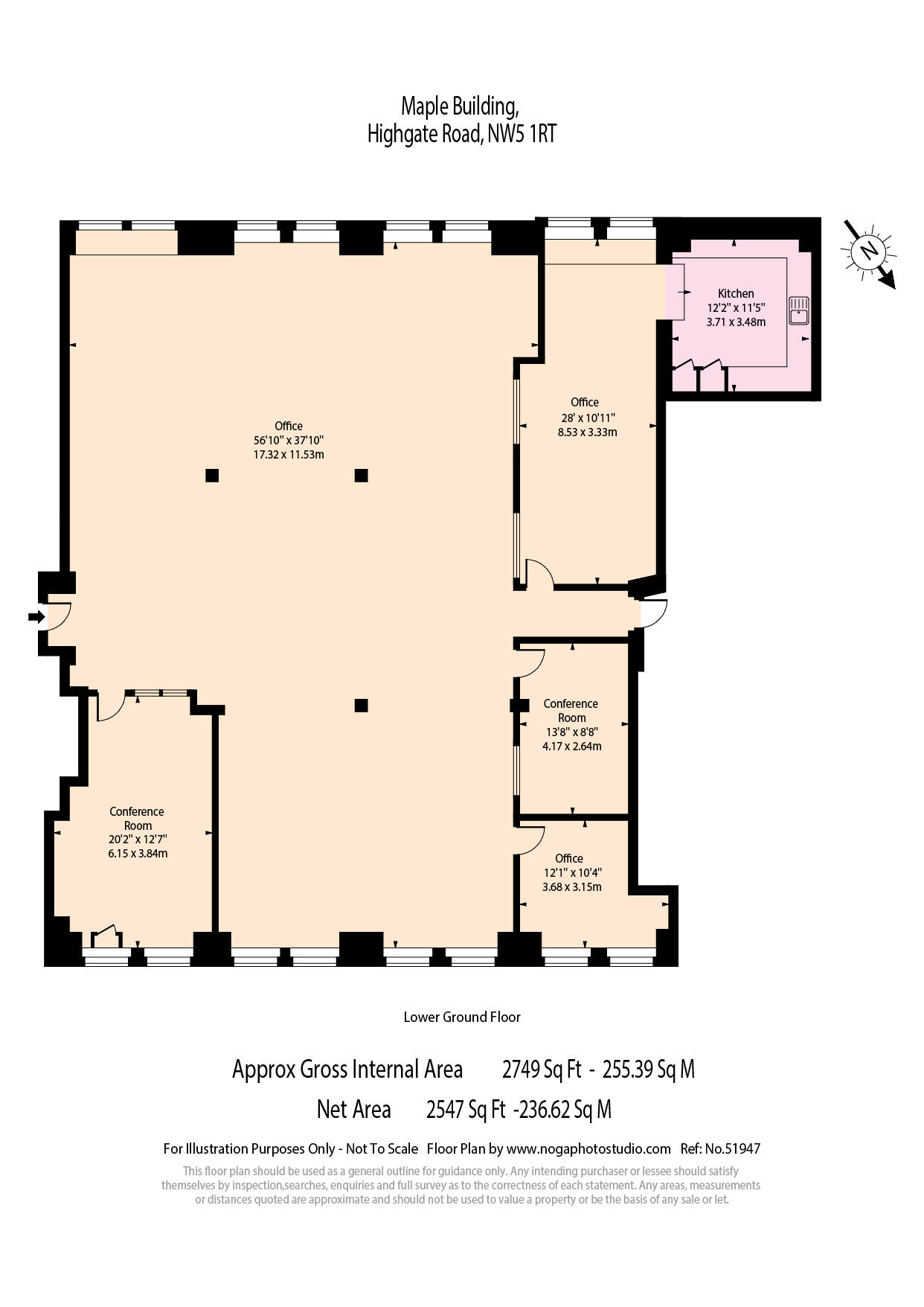 Lower Ground Floor C  The Maple Building  39-51, Highgate Road, London floorplan