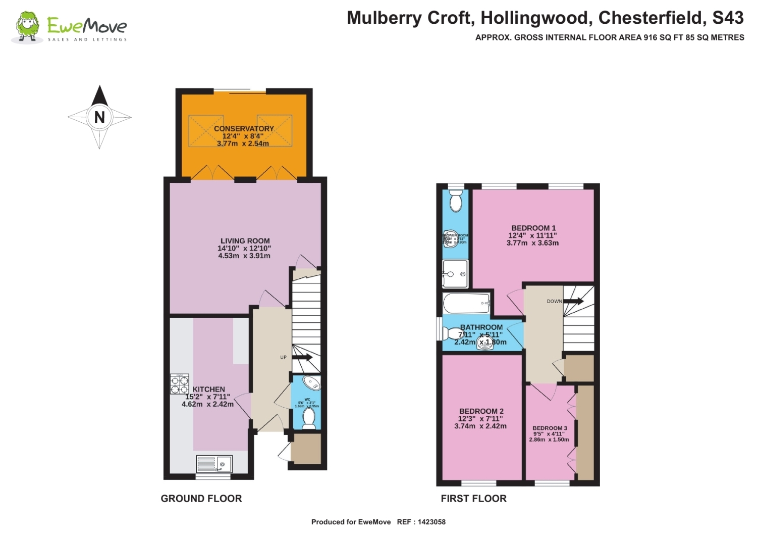 12, Mulberry Croft, Chesterfield floorplan