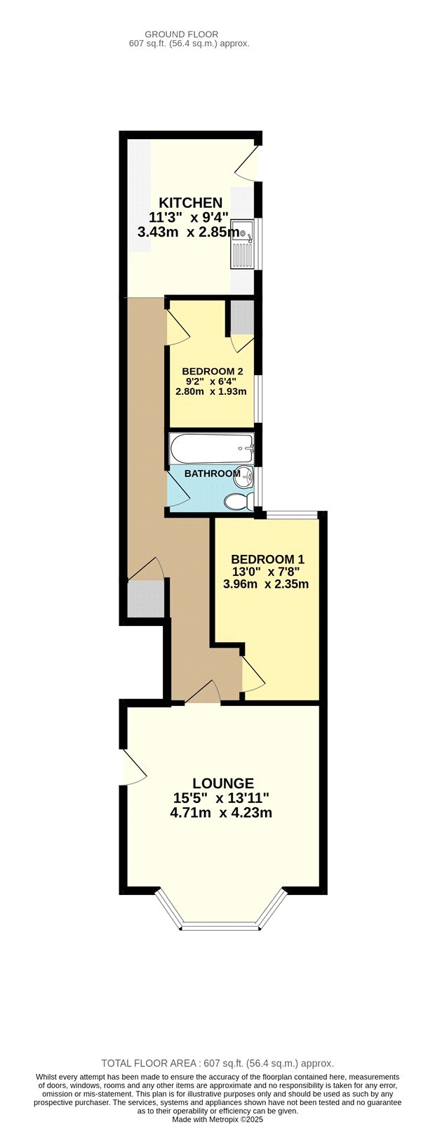 Ground Floor Flat, 103, Poplar Road, N E Lincs floorplan