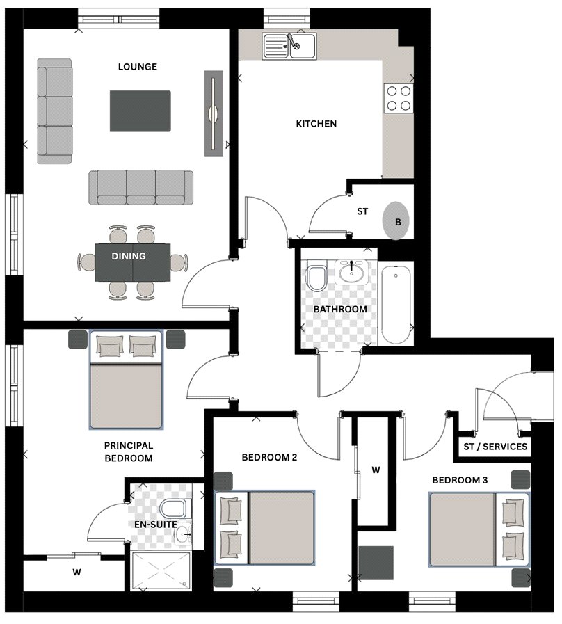 Style D Academy Square,, Maxwellton Road, Renfrewshire floorplan