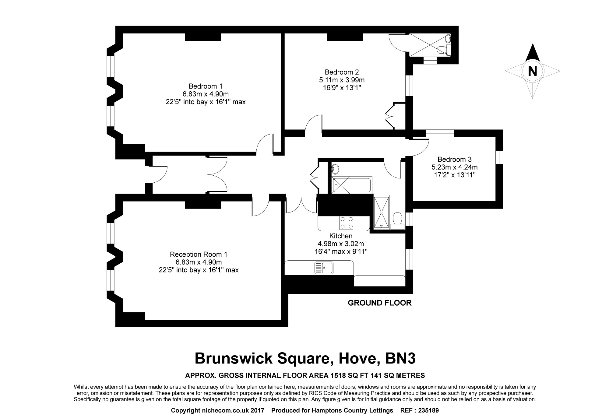 3 Bedrooms Flat to rent in Brunswick Square, Hove BN3