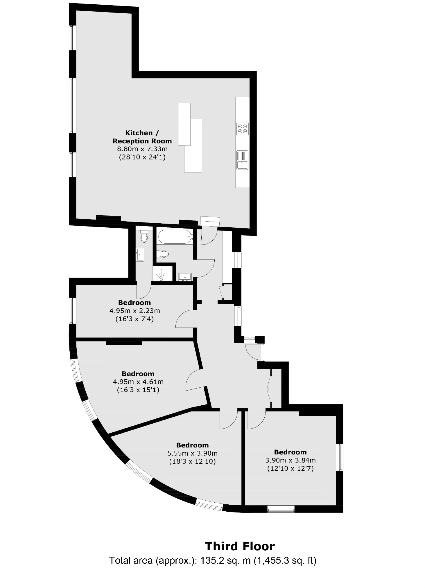 Top Floor Flat, 95, Lewisham High Street, London floorplan
