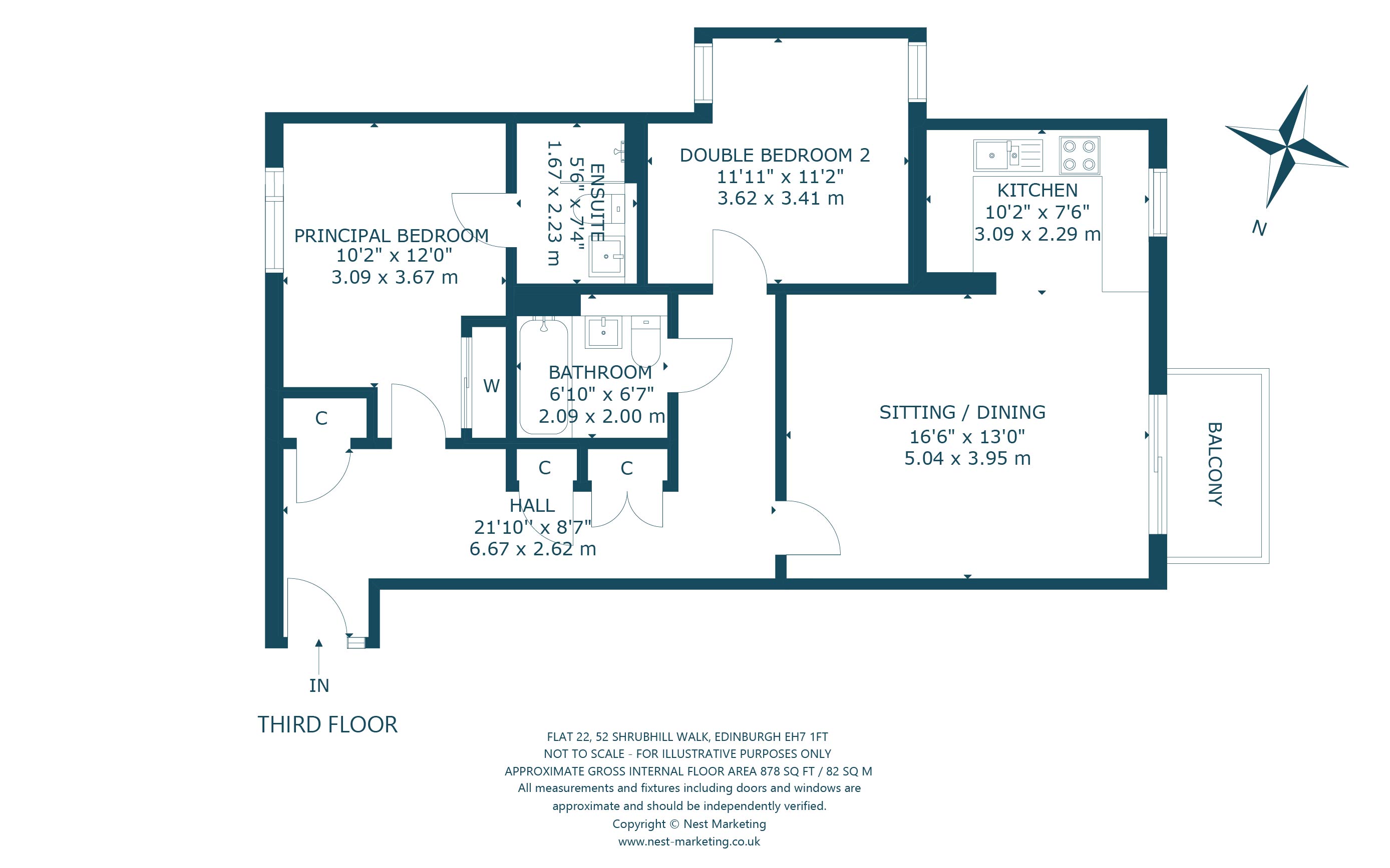 Flat 22, 52, Shrubhill Walk, Edinburgh floorplan