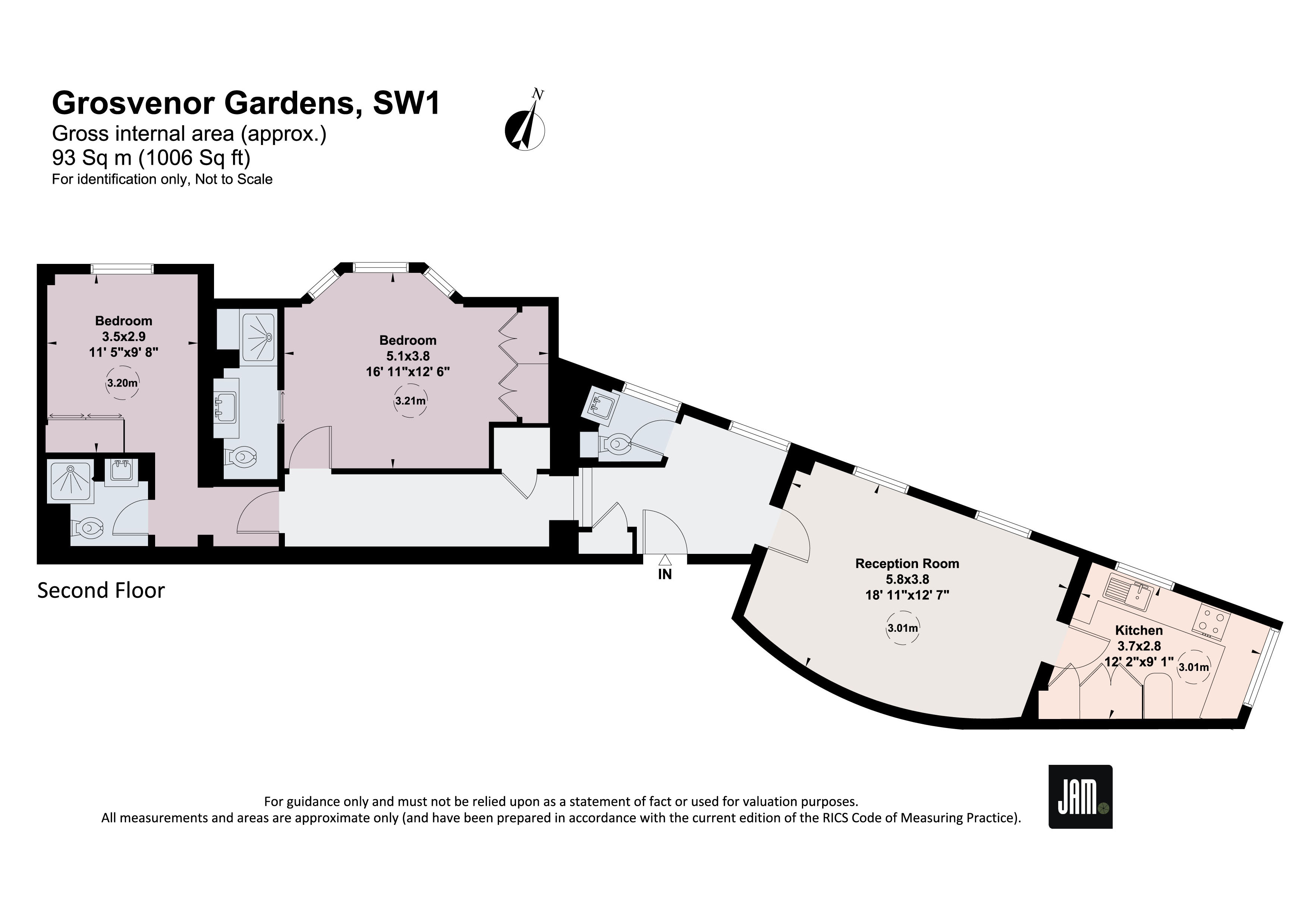 Flat 3, 1A,, Grosvenor Gardens, London floorplan