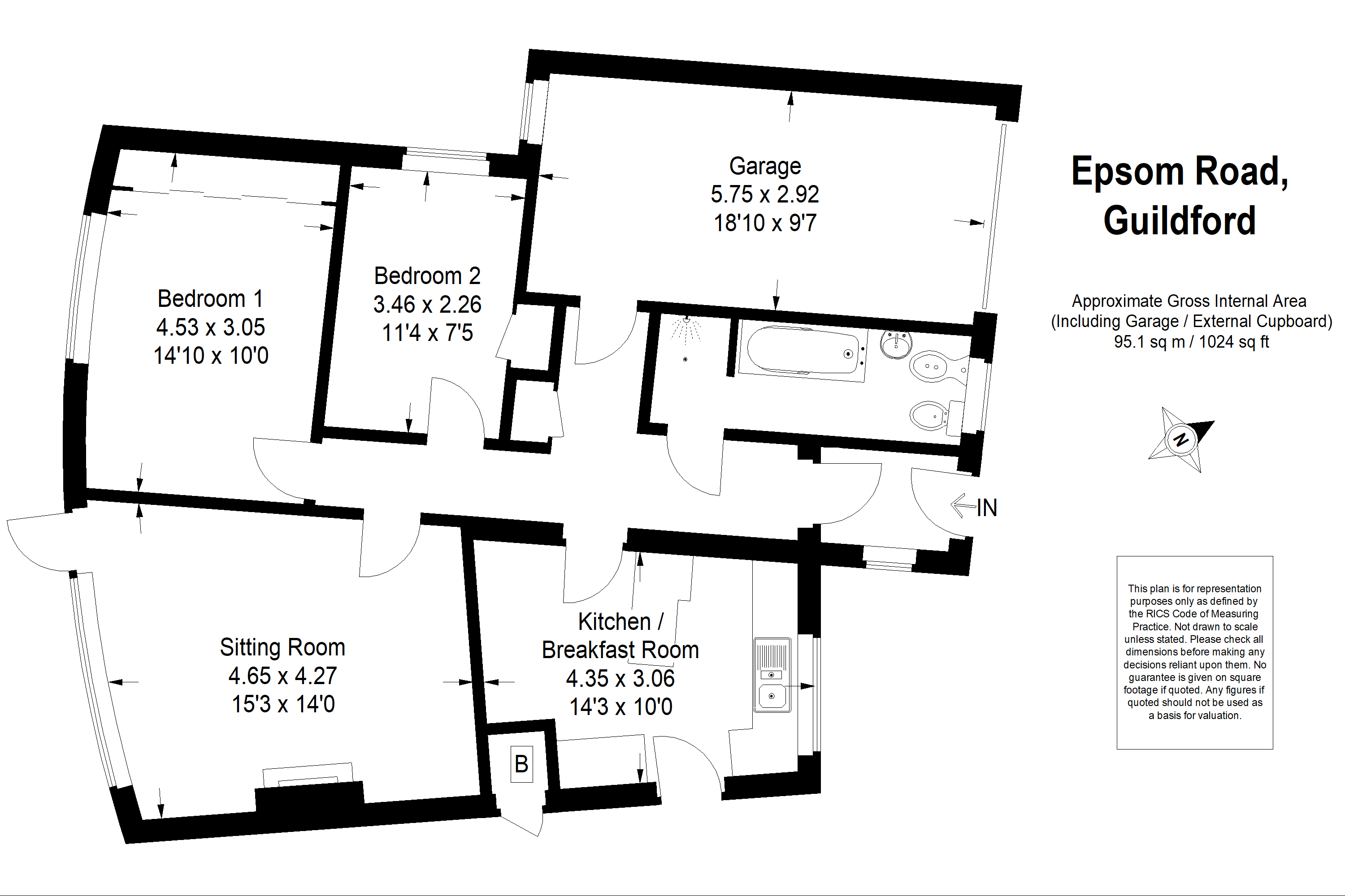 2 Bedrooms Terraced bungalow for sale in Merrow Way, Epsom Road, Guildford GU1