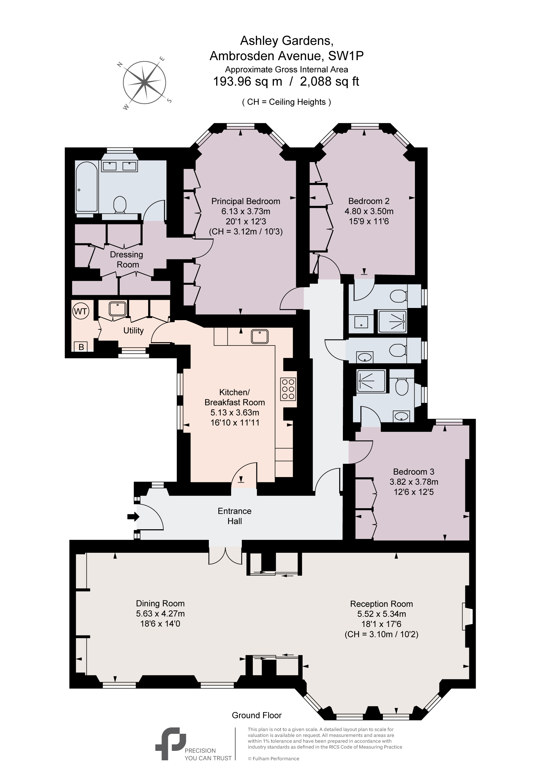 3, Ashley Gardens, London floorplan