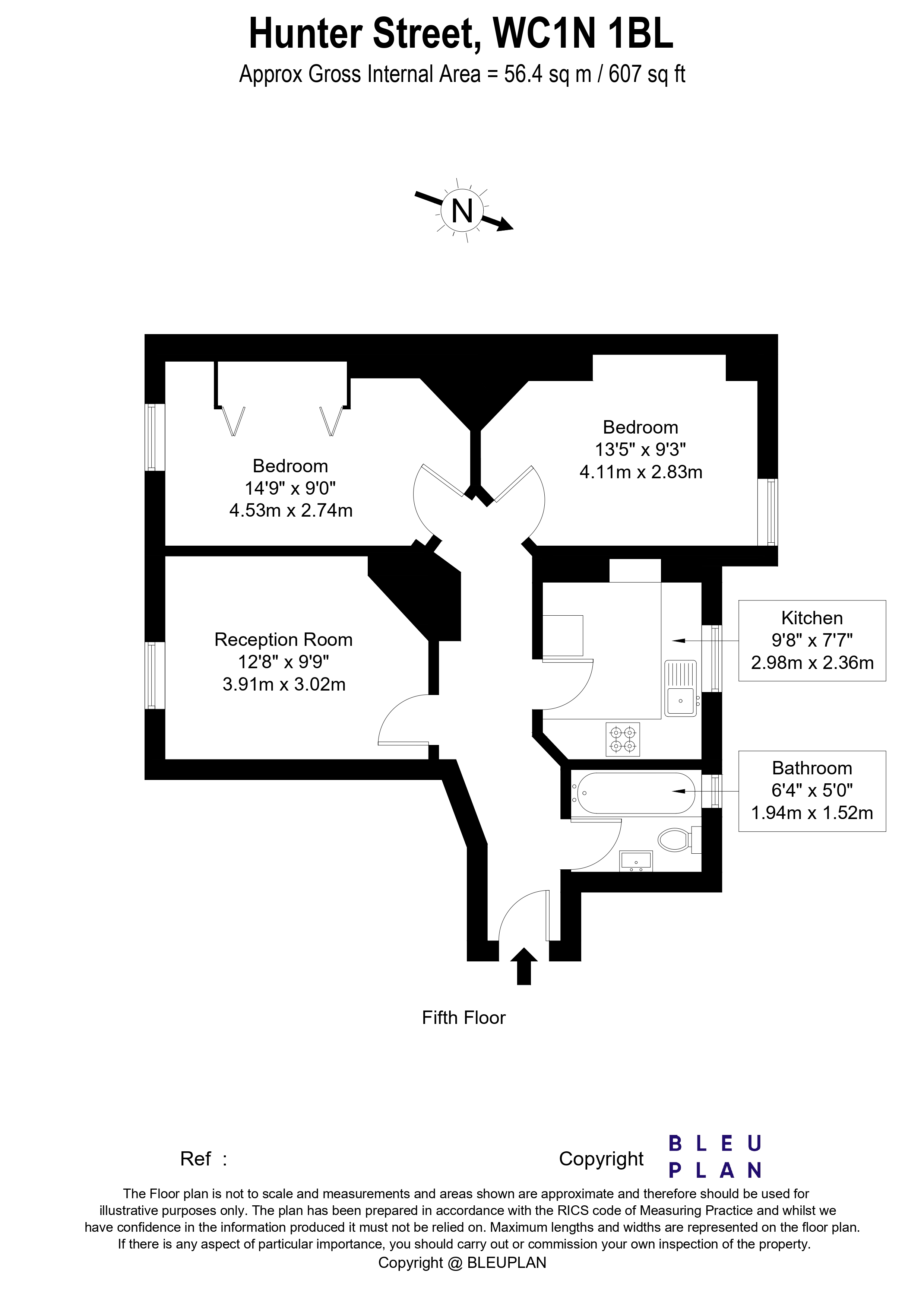 Flat 57, Jenner House, Hunter Street, London floorplan