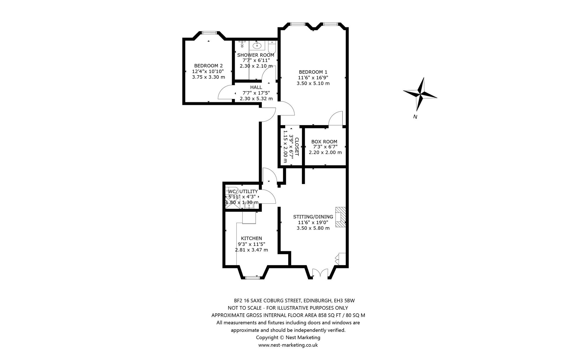 BF2, 16 Saxe Coburg Street, Edinburgh floorplan