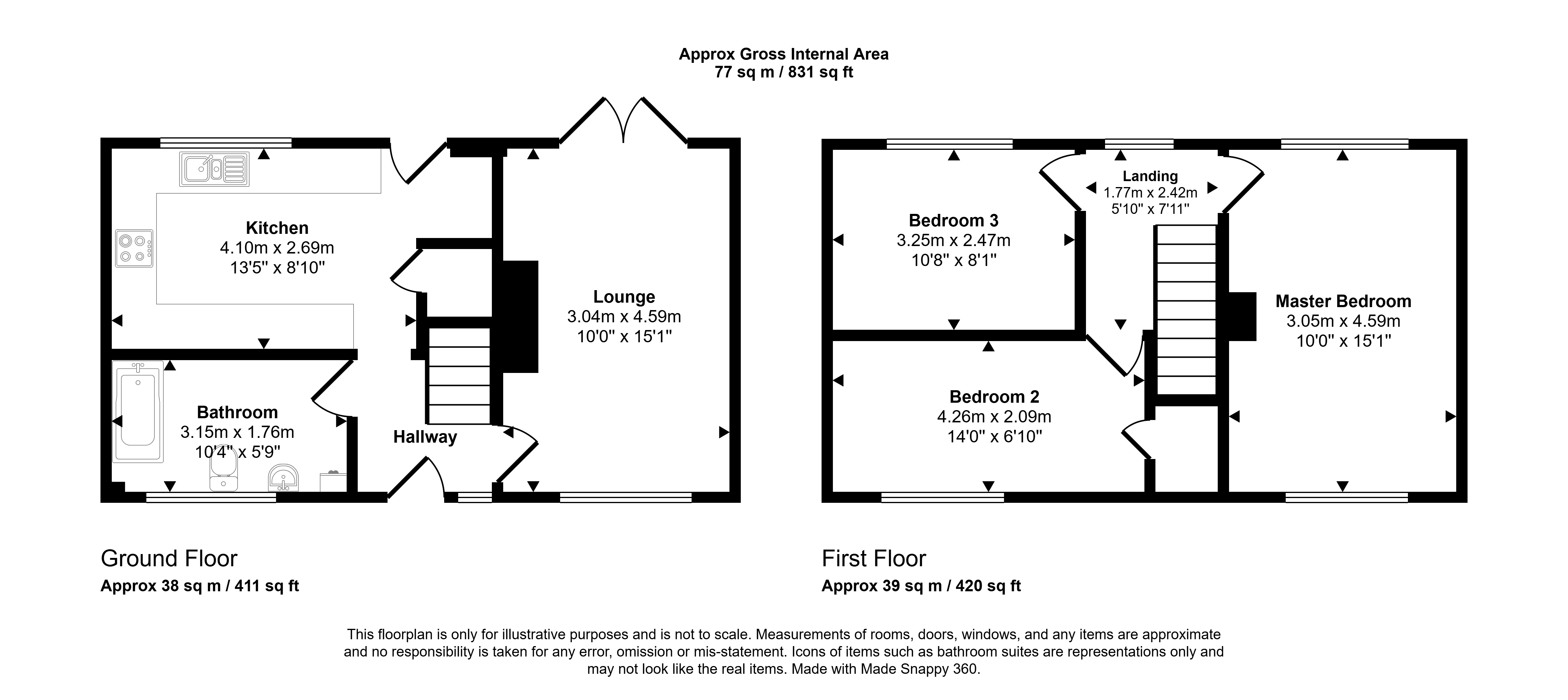 28, Hale Rise, Peterlee floorplan