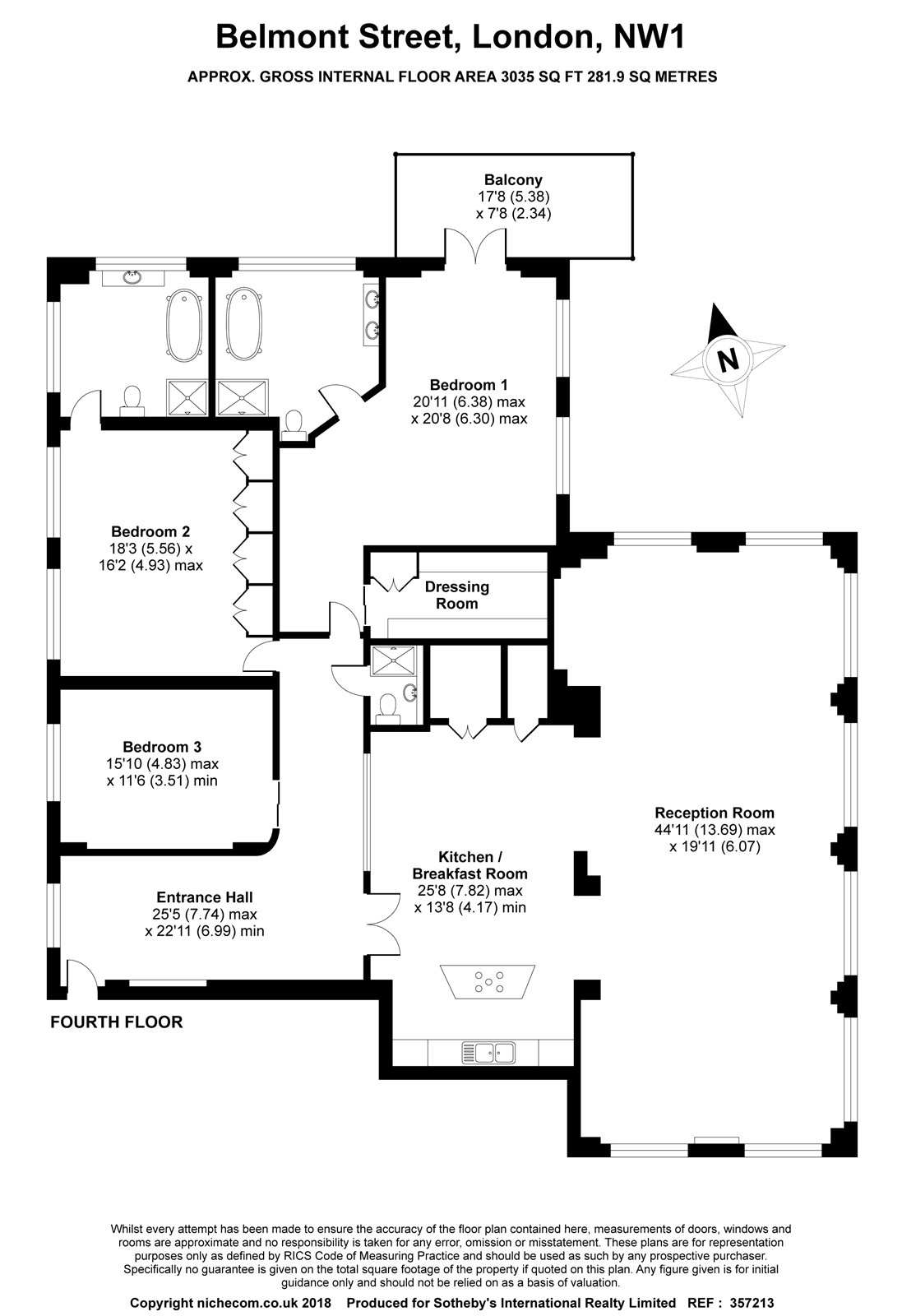 3 Bedrooms Flat for sale in Belmont Street, London NW1