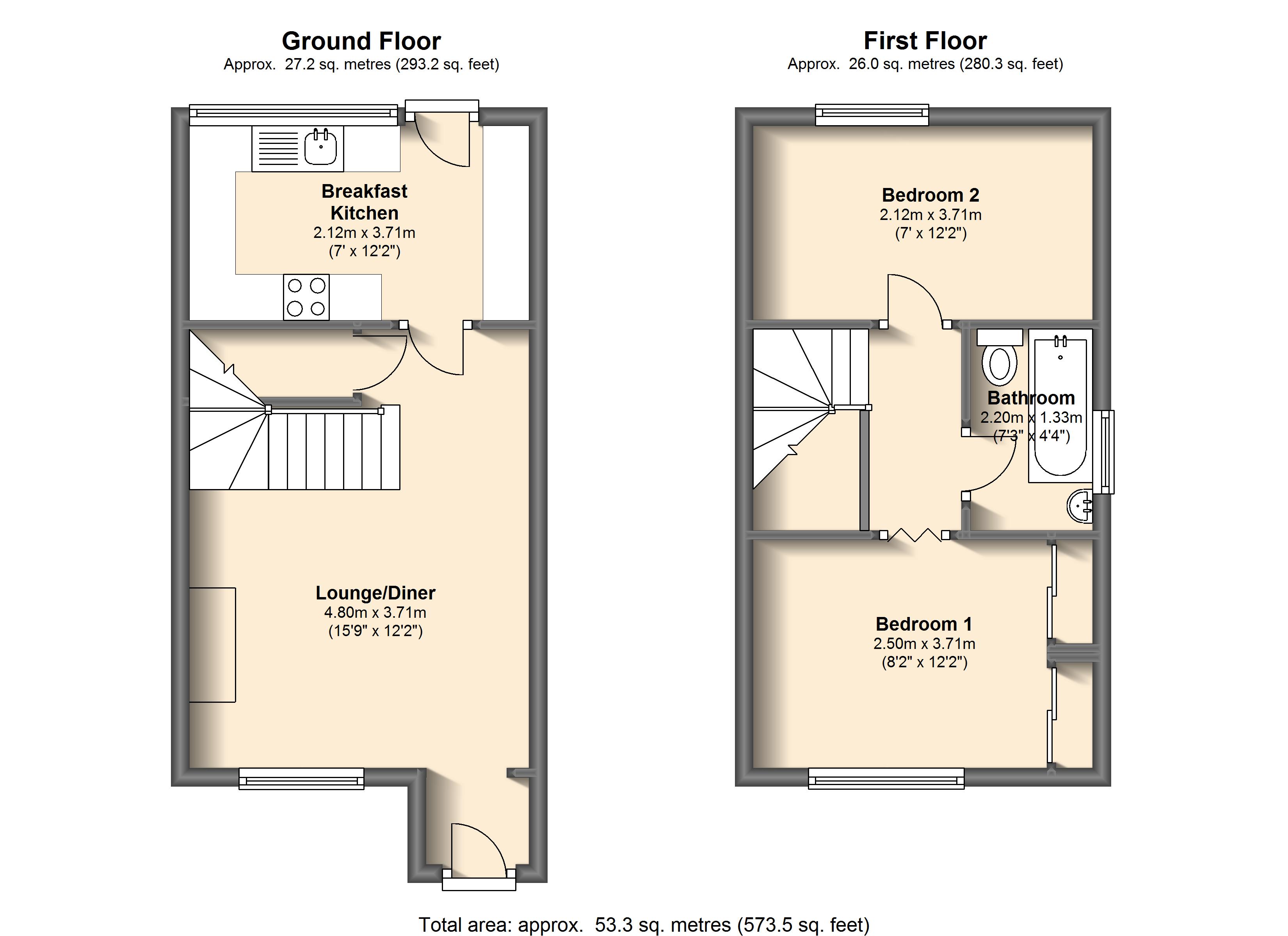 2 Bedrooms Semi-detached house to rent in Ralston Croft, Halfway, Sheffield S20