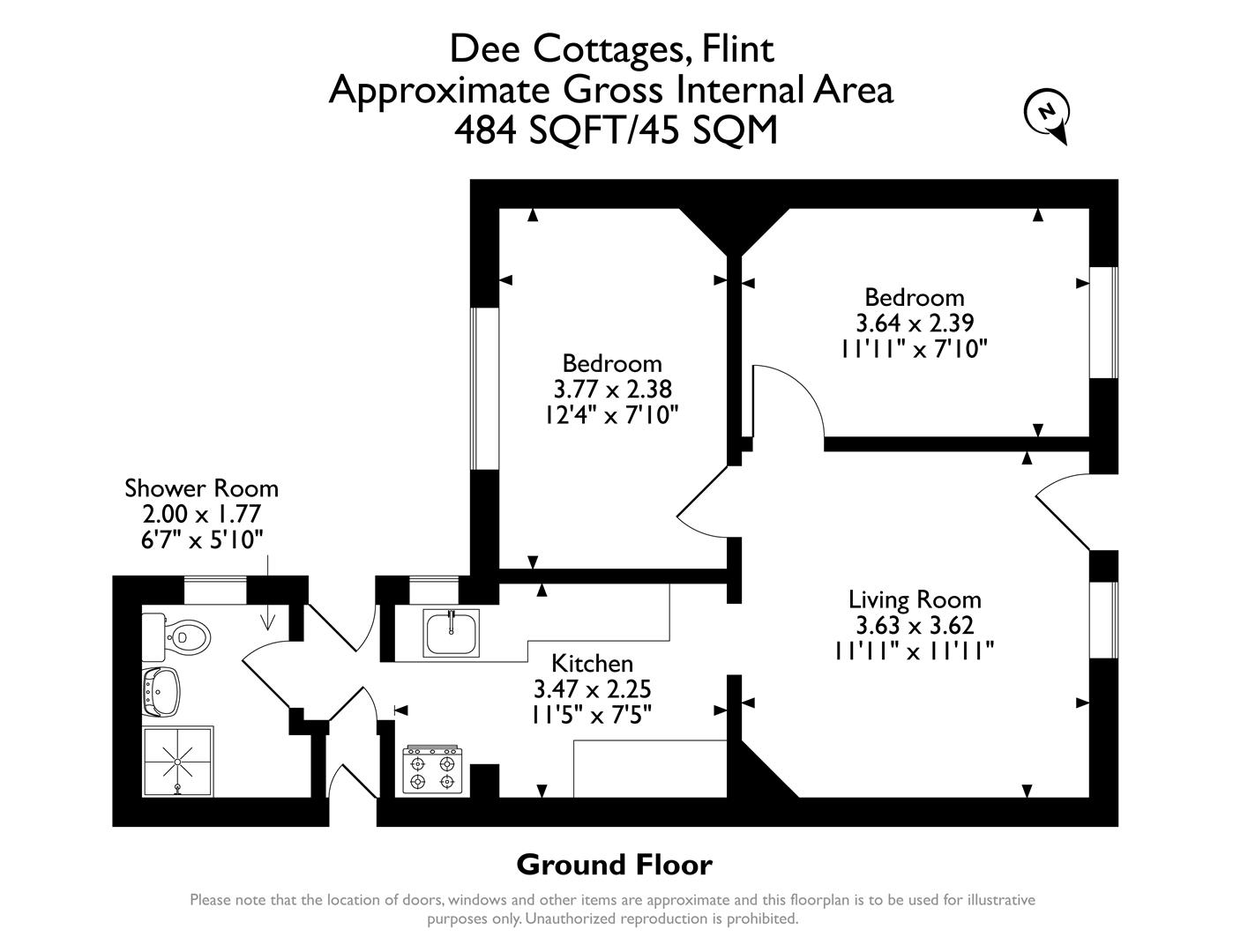 00, Dee Cottages, Flint floorplan